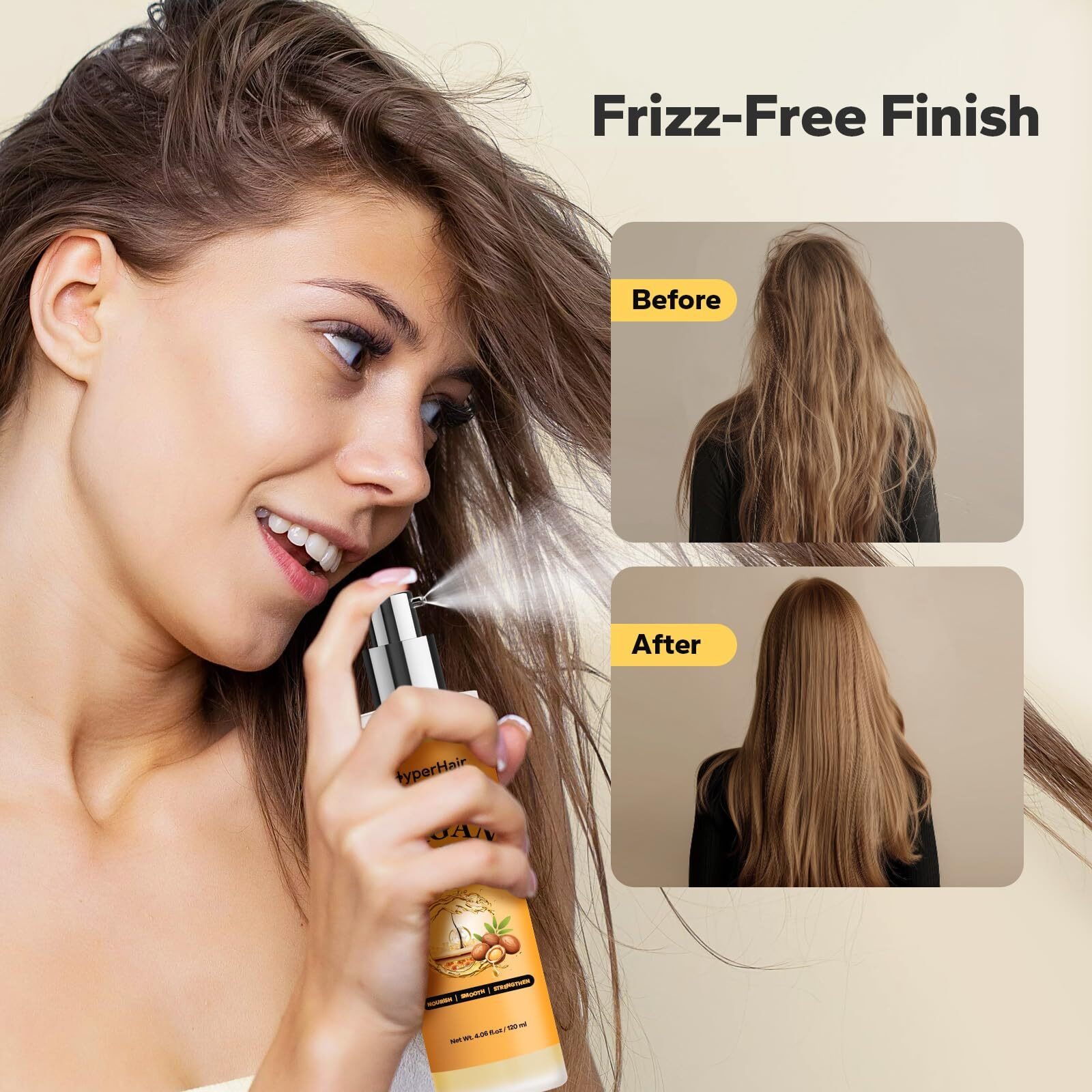 Hyperhair Moroccan Argan Oil Hair Serum (4.06 Fl Oz)  Body  Hair & Face Treatment Oil  Anti-Frizz & Repair Serum For Frizzy & Damaged Hair  Organic Hair Oil For Shine & Growth