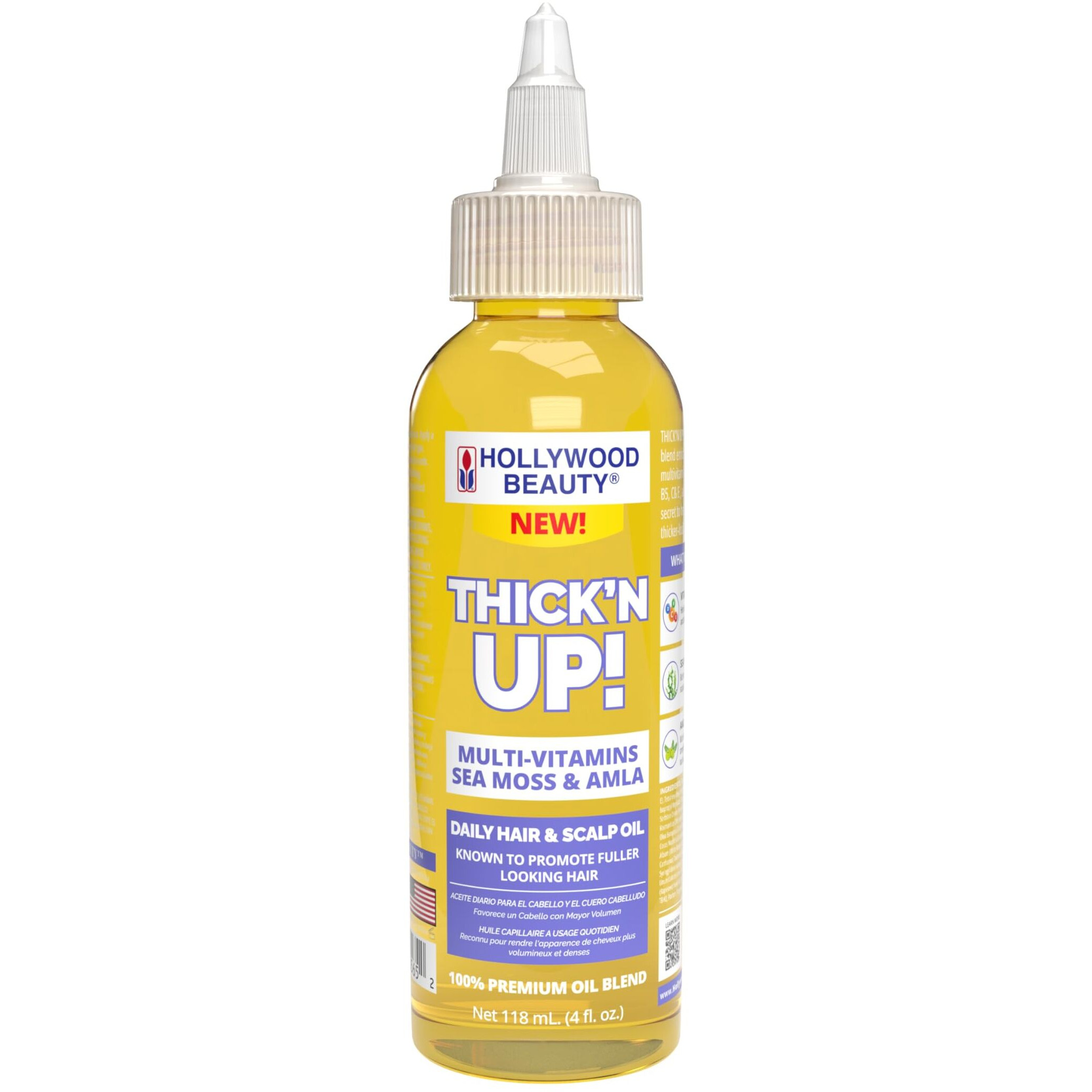 Hollywood Beauty Thickn Up Daily Hair & Scalp Oil With Multi-Vitamins  Sea Moss & Amla  4 Fl Oz