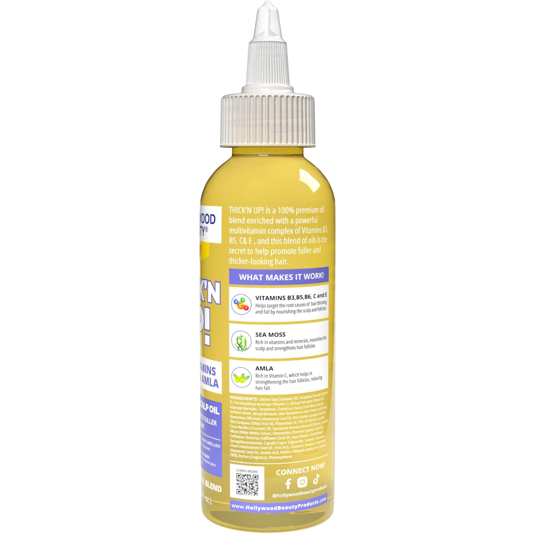 Hollywood Beauty Thickn Up Daily Hair & Scalp Oil With Multi-Vitamins  Sea Moss & Amla  4 Fl Oz