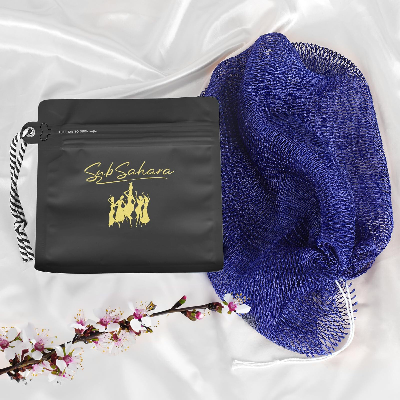Subsahara African Net Sponge Authentic - 2 Pieces Exfoliating Scrubber For All Skin Types  Ideal For Face & Body Daily Use  Durable  Gentle Exfoliation (Blue & Purple)