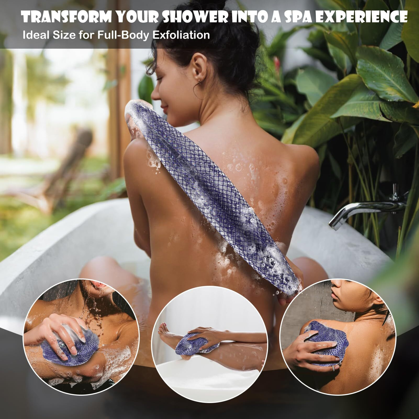 Subsahara African Net Sponge Authentic - 2 Pieces Exfoliating Scrubber For All Skin Types  Ideal For Face & Body Daily Use  Durable  Gentle Exfoliation (Blue & Purple)