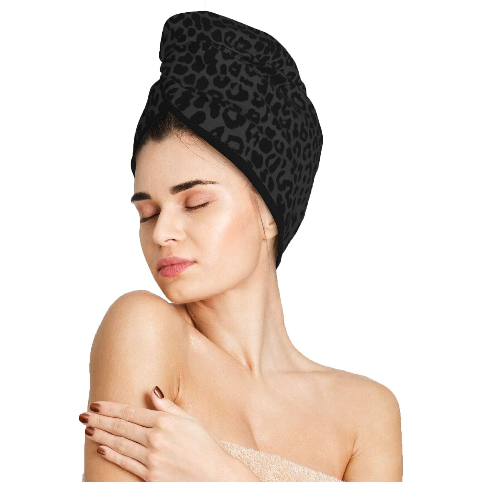 Famliihw Leopard Hair Towel Wrap  Absorbent Hair Drying Towel  Microfiber Hair Drying Cap Turban For Drying Curly Long Thick Hair