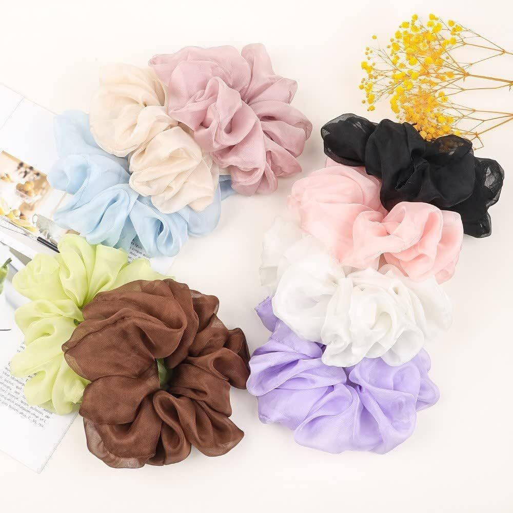4 Packs Soft Oversized Scrunchies Jumbo Organza Scrunchies Summer Big Scrunchie  Large Giant Chiffon Scrunchie  Extra Large Scrunchies For Women And Girls