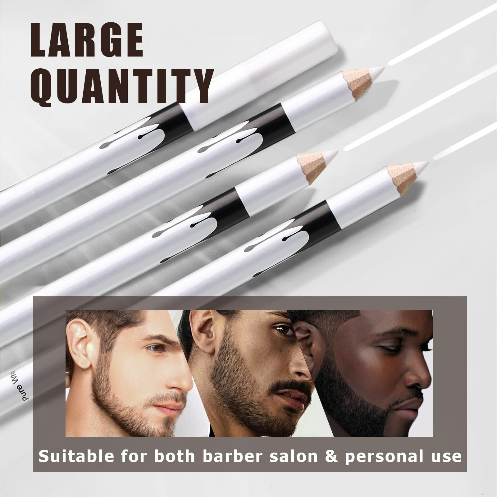 Noerrors 12Pcs White Barber Pencil Set Magic Hairline Pencils For Lineup Beard Shaping Beard Guide Pen With Sharpener Barber Chalk For Beard Hair Makeup Design For Men