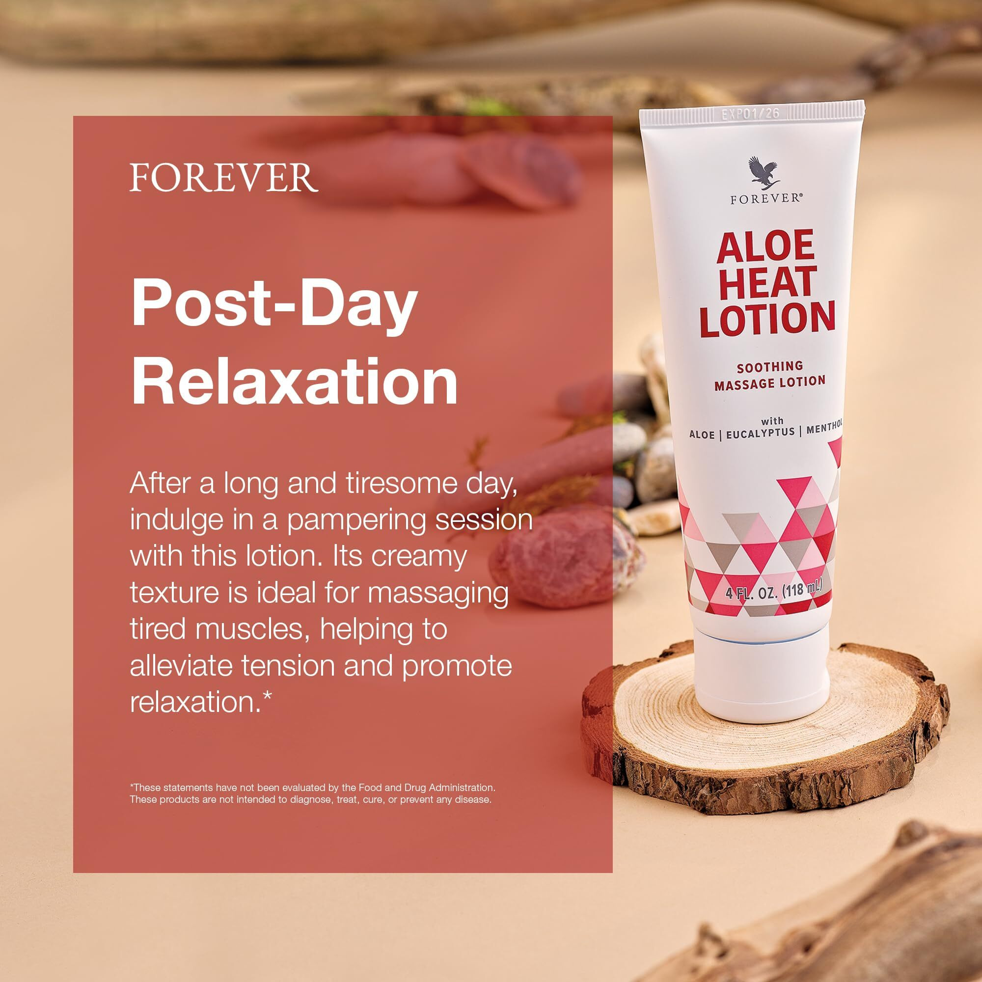 Forever Living - Aloe Heat Lotion With Menthol And Eucalyptus Fragrance  Comfort And Skin Nourishment  Vegan-Friendly Formula  4 Fl Oz