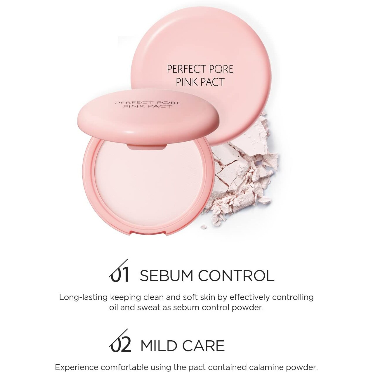Thesaem Saemmul Perfect Pore Pink Pact - Makeup Finishing Pressed Powder For Sebum Control And Pore Minimization  Soothes Sensitive Skin With Calamine  Setting Powder  Clumps Free 12G. 2 Pack