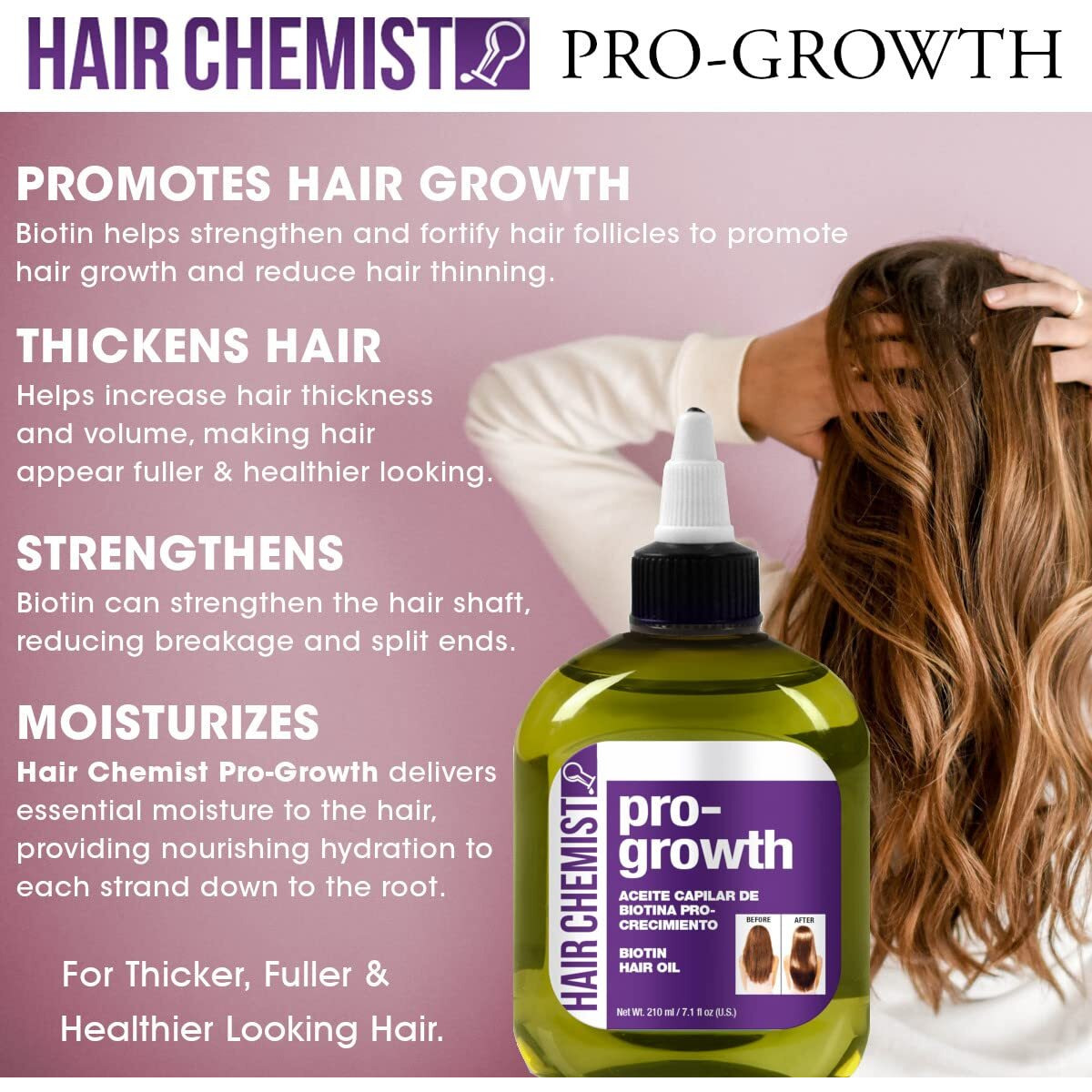 Hair Chemist Pro-Growth Biotin Hair Oil 7.1 Oz. - Hair Oil For Hair Growth