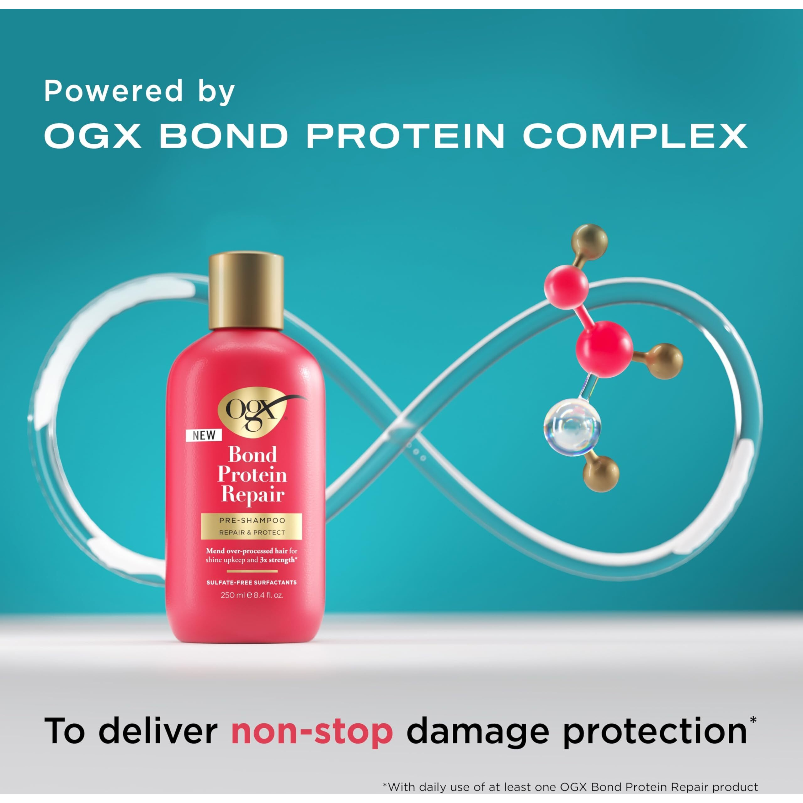 Ogx Repair & Protect Bond Protein Repair Pre-Shampoo  Pre-Shampoo Hair Treatment Helps Mend Over-Processed Hair For Shine & Stronger Hair*  Sulfate-Free Surfactants  8.4 Fl. Oz