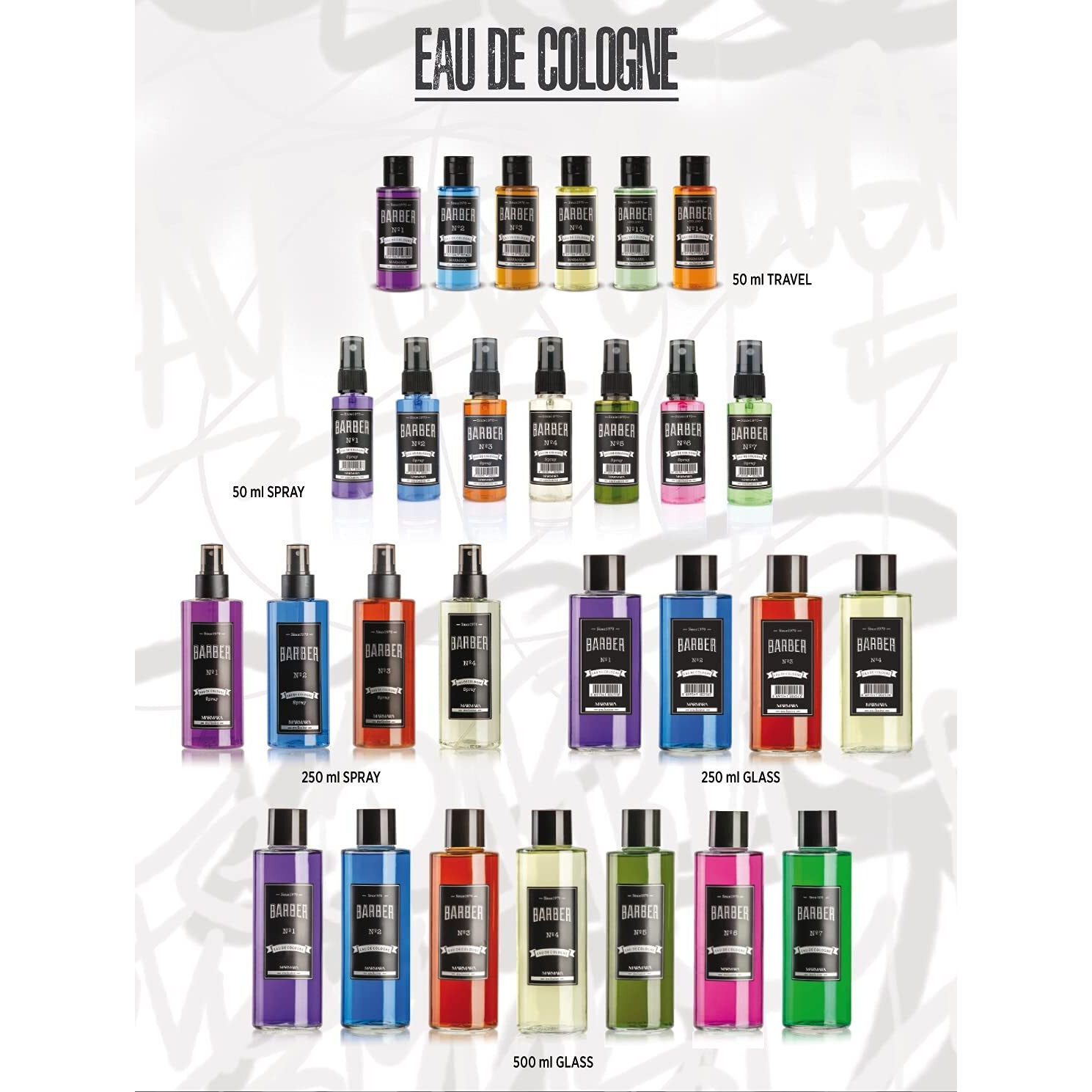 Barber Marmara Eau De Cologne Pump Spray Mens Graffiti After Shave Men's Fragrance Water Shaving Water Men Barber Men's Fragrances Body Spray Barbershop 400Ml (400 Ml  No22)