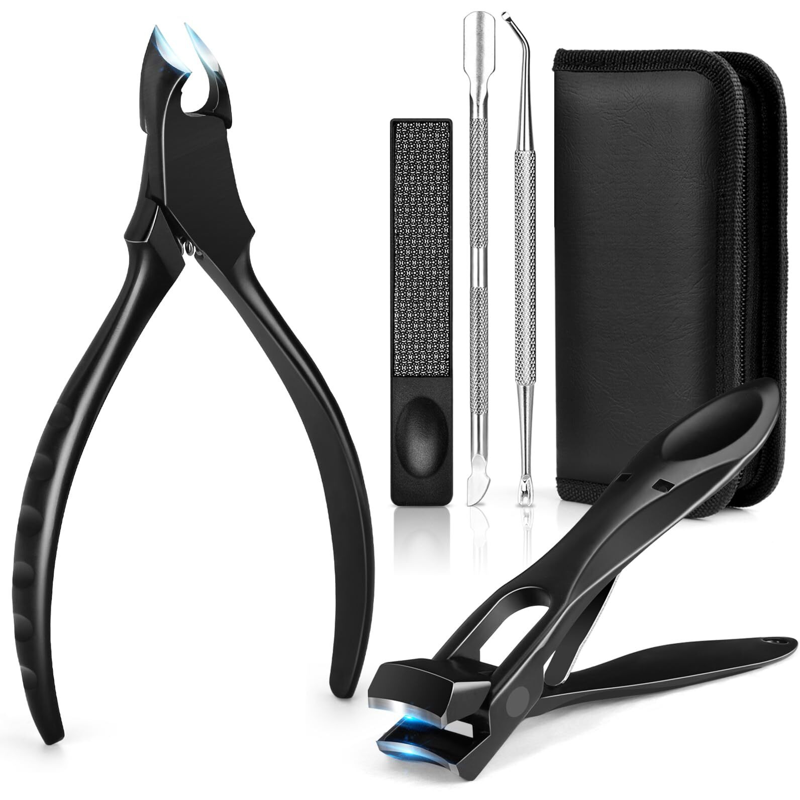 Leyoufu Toenail Clippers For Seniors Thick Nails  Professional Ingrown Toe Nail Clippers Tools  Wide Jaw Opening Finger Nail Cutter 5-In-1 Heavy Duty Nail Clipper Kit Gifts For Men & Women Adult