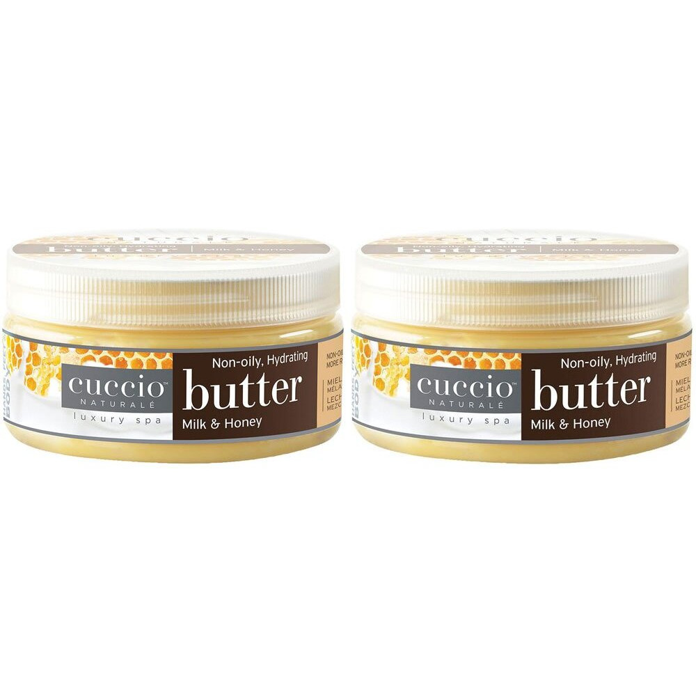 Cuccio Naturale Butter Blend Hydrating Treatment For Hands  Feet & Body - Milk & Honey - Non-Greasy  24-Hour Moisturization - 8 Oz (Pack Of 2)