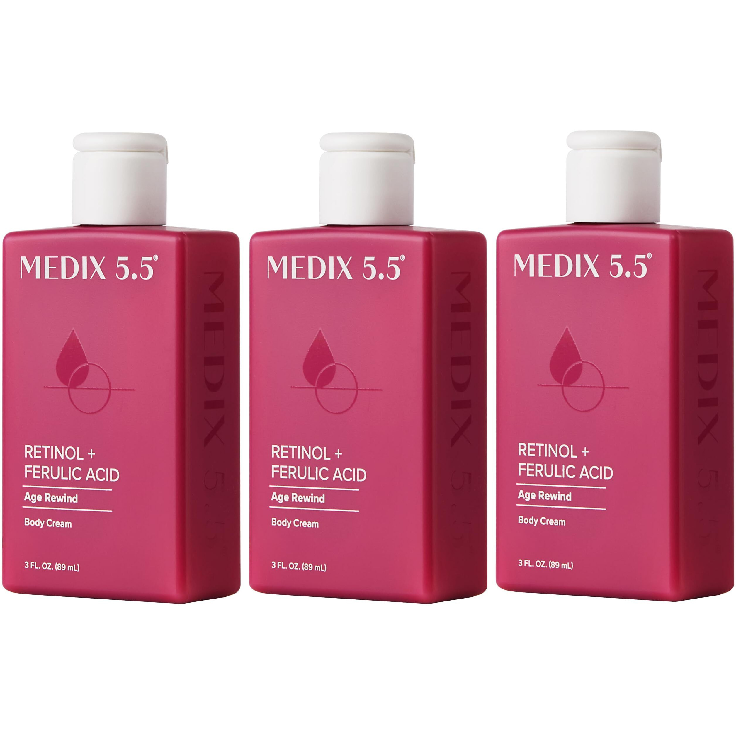 Medix 5.5 Retinol Body Lotion Firming Moisturizer | Crepey Skin Care Treatment | Retinol Body Cream | Retinol Cream Targets Look Of Crepe Skin  Wrinkles  & Sagging Skin  3 Fl Oz Travel Size  3-Pack
