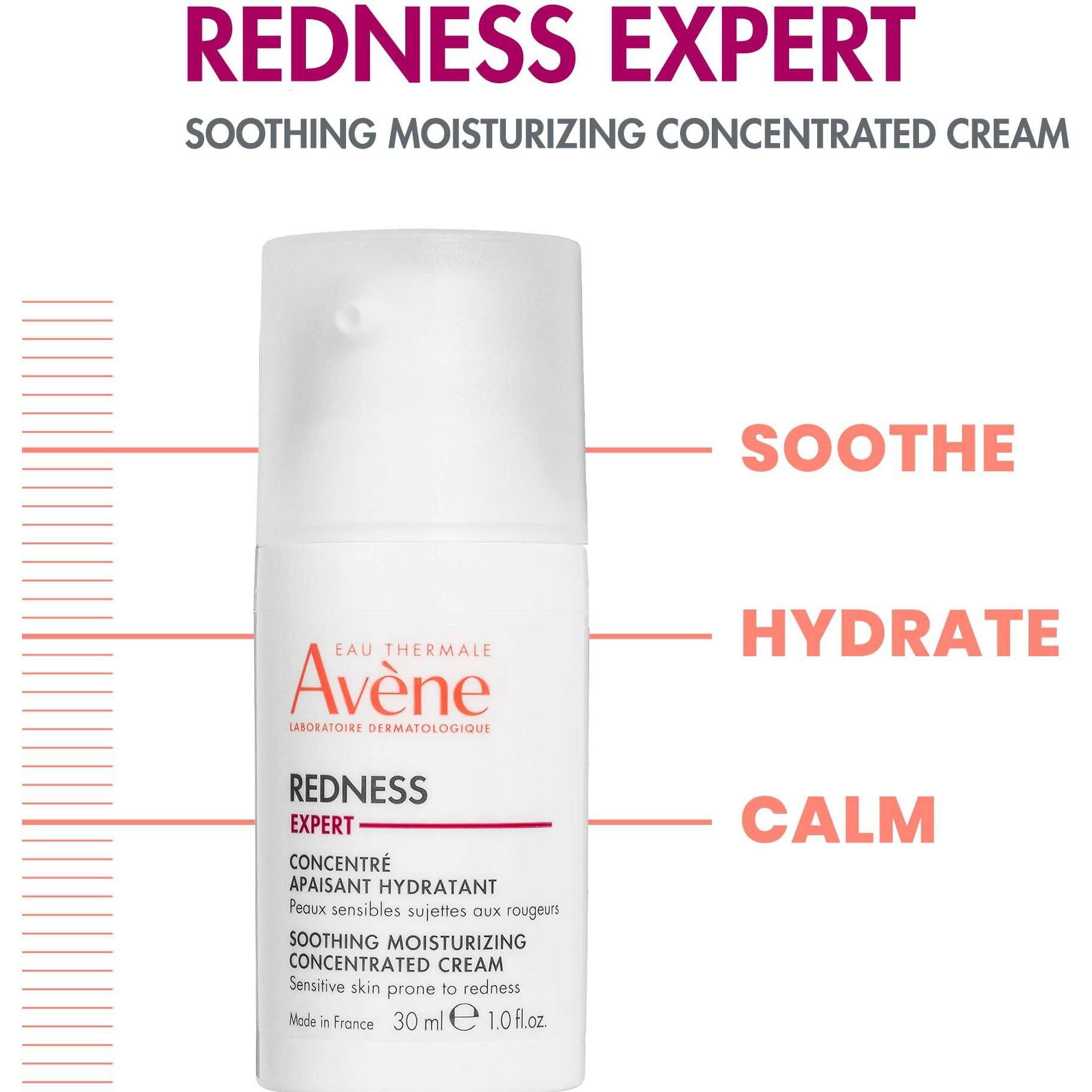 Avne Redness Expert Soothing Moisturizing Concentrated Cream  1 Fl Oz