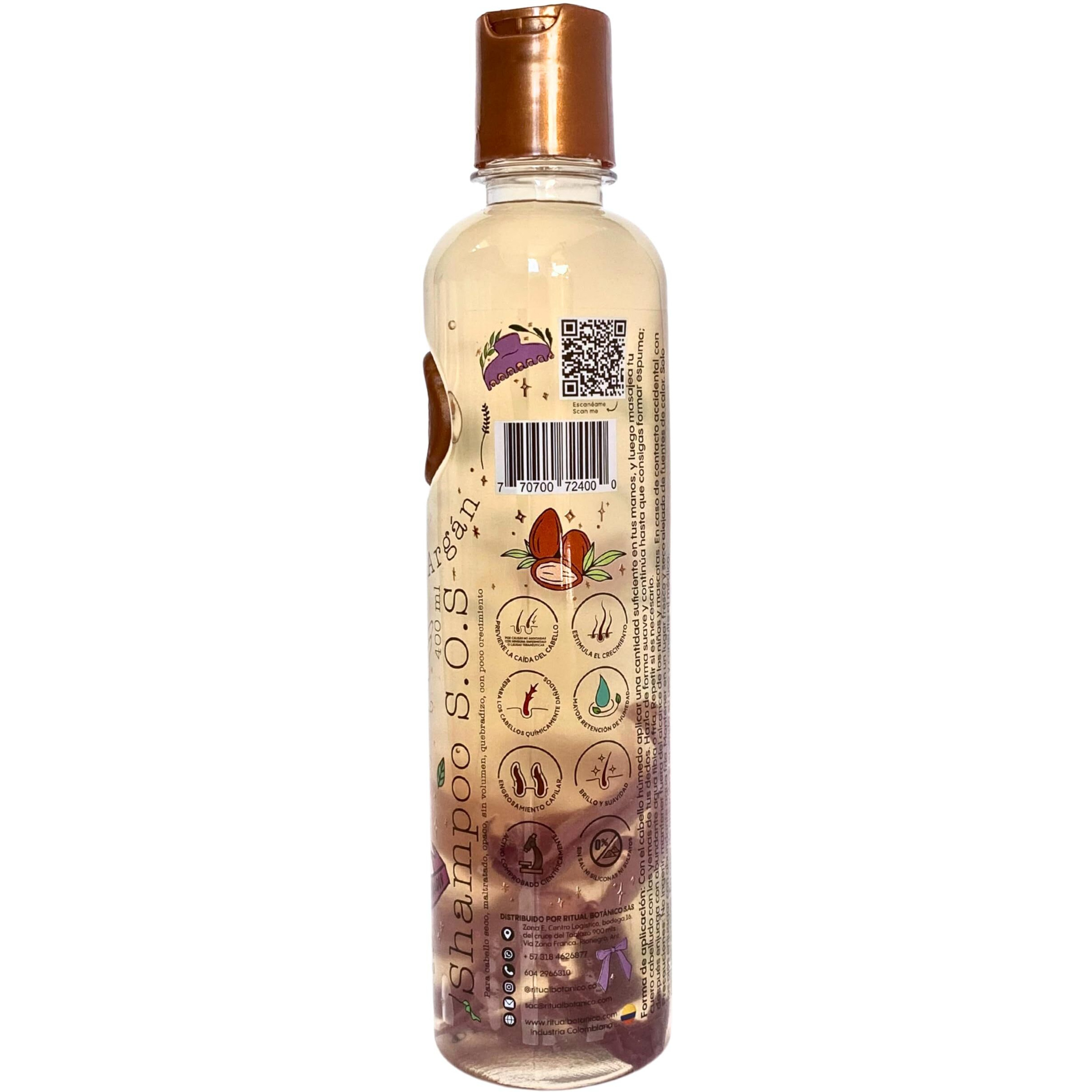 Ritual Botanico Shampoo Ultra Reparador S.O.S De Cebolla Y Argan Sin Sal Ni Sulfatos  Natural  Ayuda Al Crecimiento  Repara Cuero Cabelludo Maltratados  Seco O Con Alisados 400Ml  Clear
