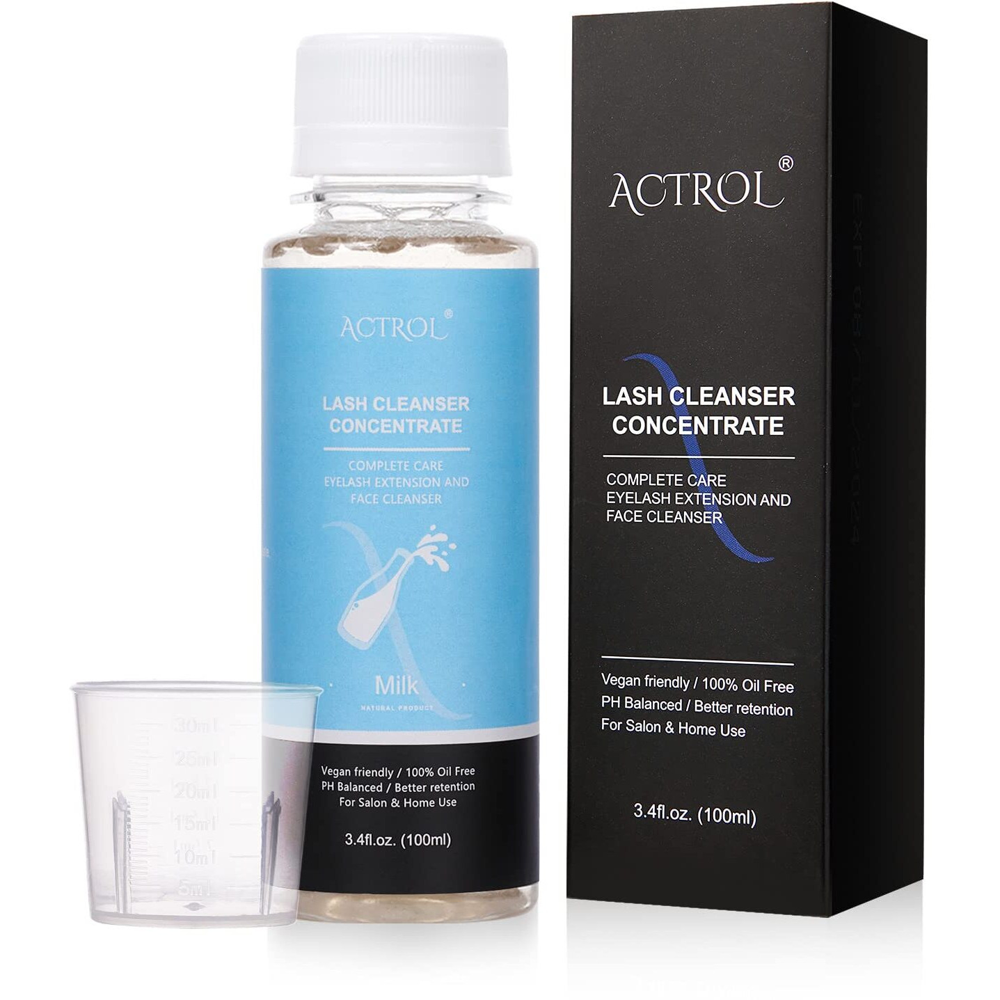 Actrol Eyelash Shampoo Concentrate 100Ml Lash Extensions Cleanser Concentrate Milk Natural Foaming Shampoo Diy Wash For Extensions Lashes With Salon Home Care-Makes 60Ml Bottles