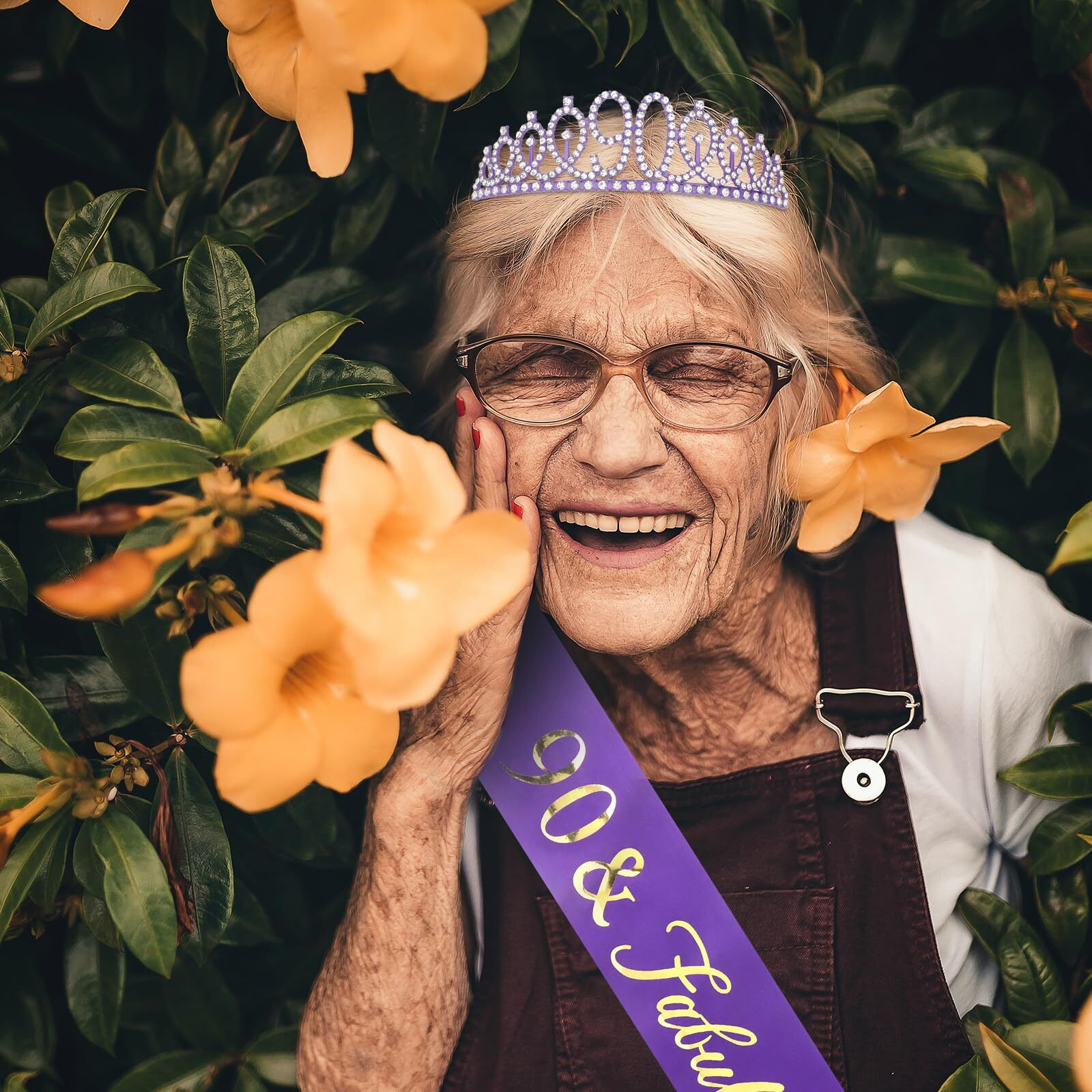 Cieher 90Th Birthday Crown + 90 & Fabulous Birthday Sash  Purple 90Th Birthday Decorations For Women  90Th Birthday Gifts For Women  Happy 90Th Birthday Cake Topper Purple