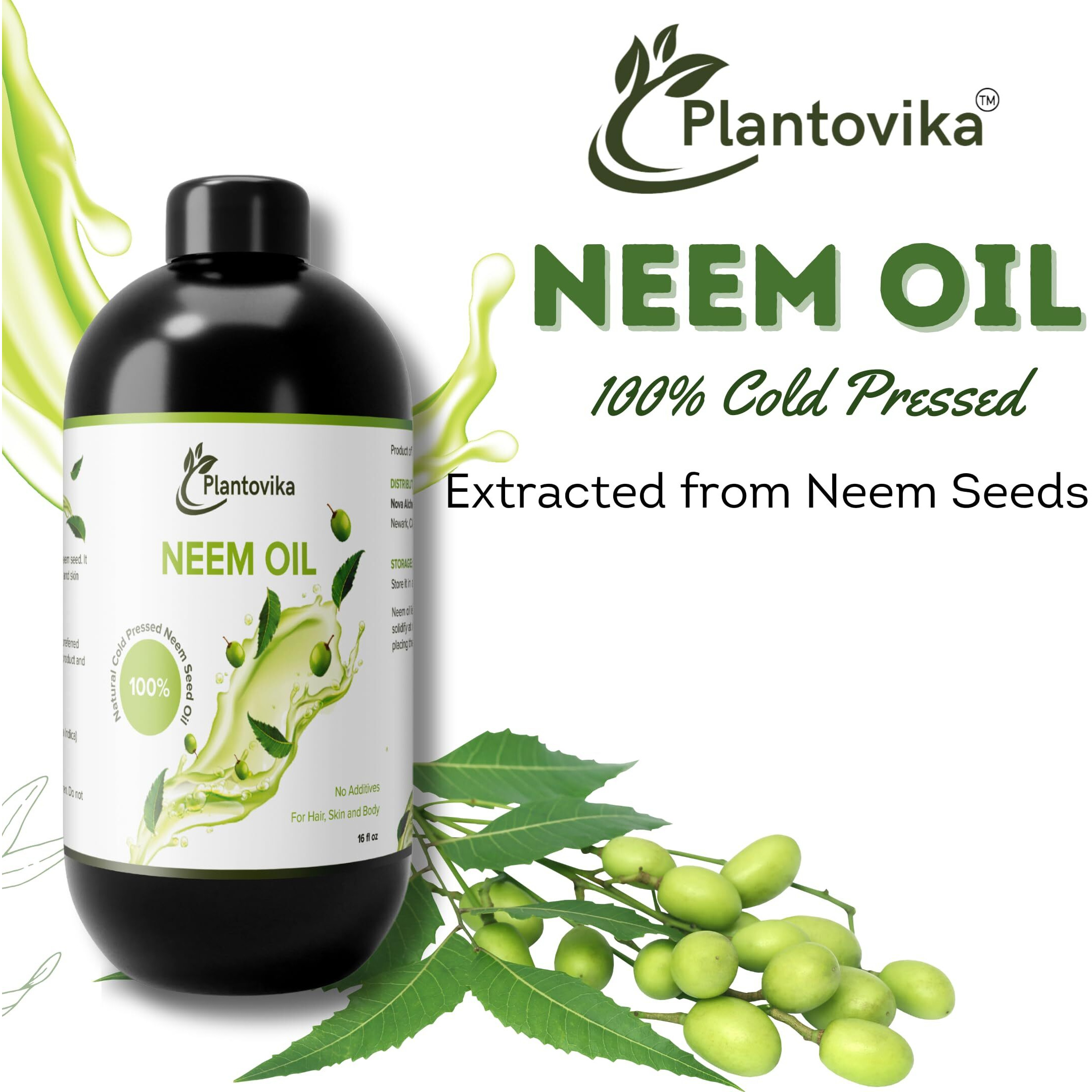 Plantovika 100% Pure Neem Oil  Cold Pressed  All Natural Concentrate  Seed Extract  Unrefined