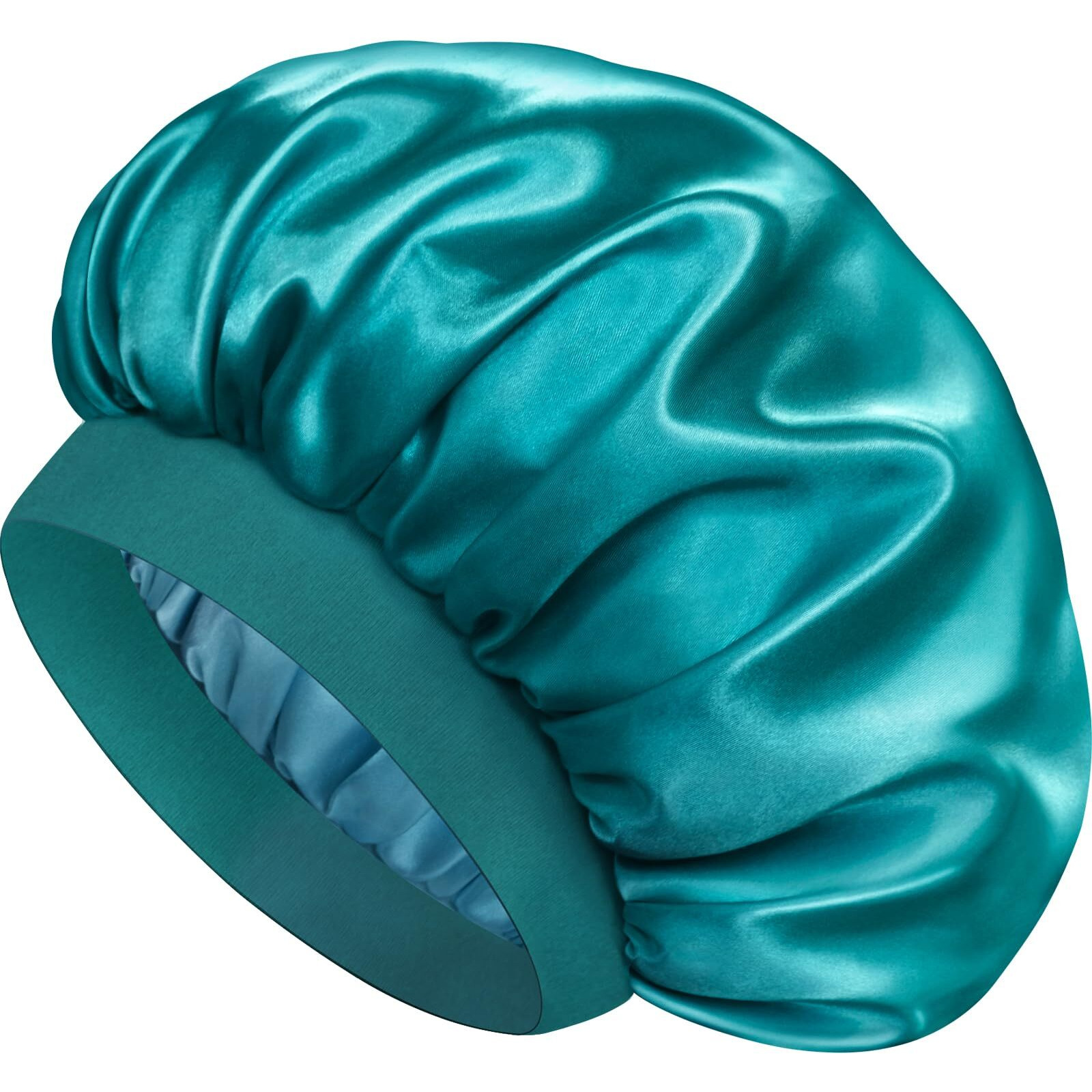 Doitory Satin Silk Bonnet For Sleeping  Double Layer Silk Sleep Cap For Men & Women  Soft Satin Lined Bonnet For Natural & Curly Hair(Blue Zircon)