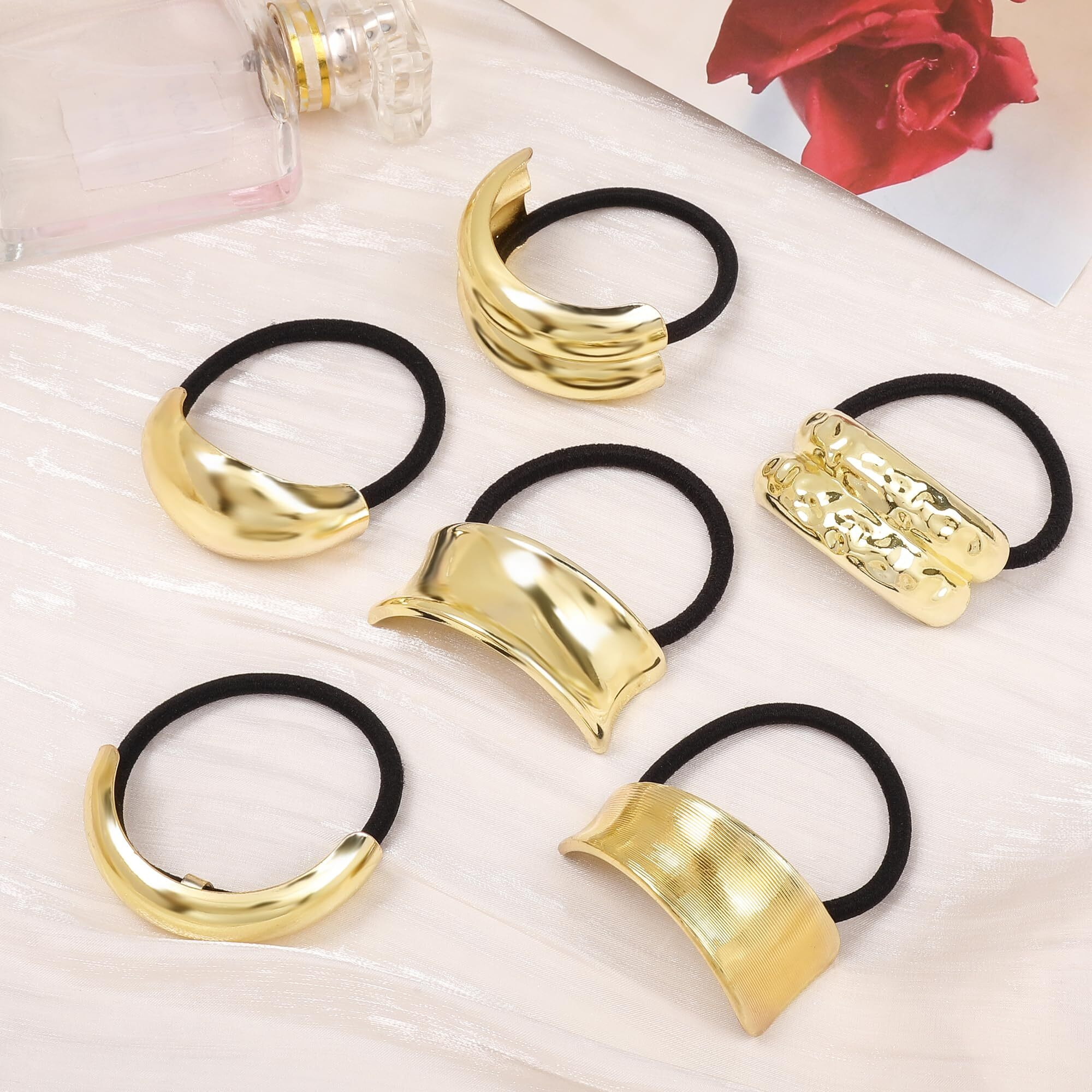 Gold Metal Hair Ties For Women - Cuffs  Accessories  Elastic Bands For Thick And Thin Hair Ponytails