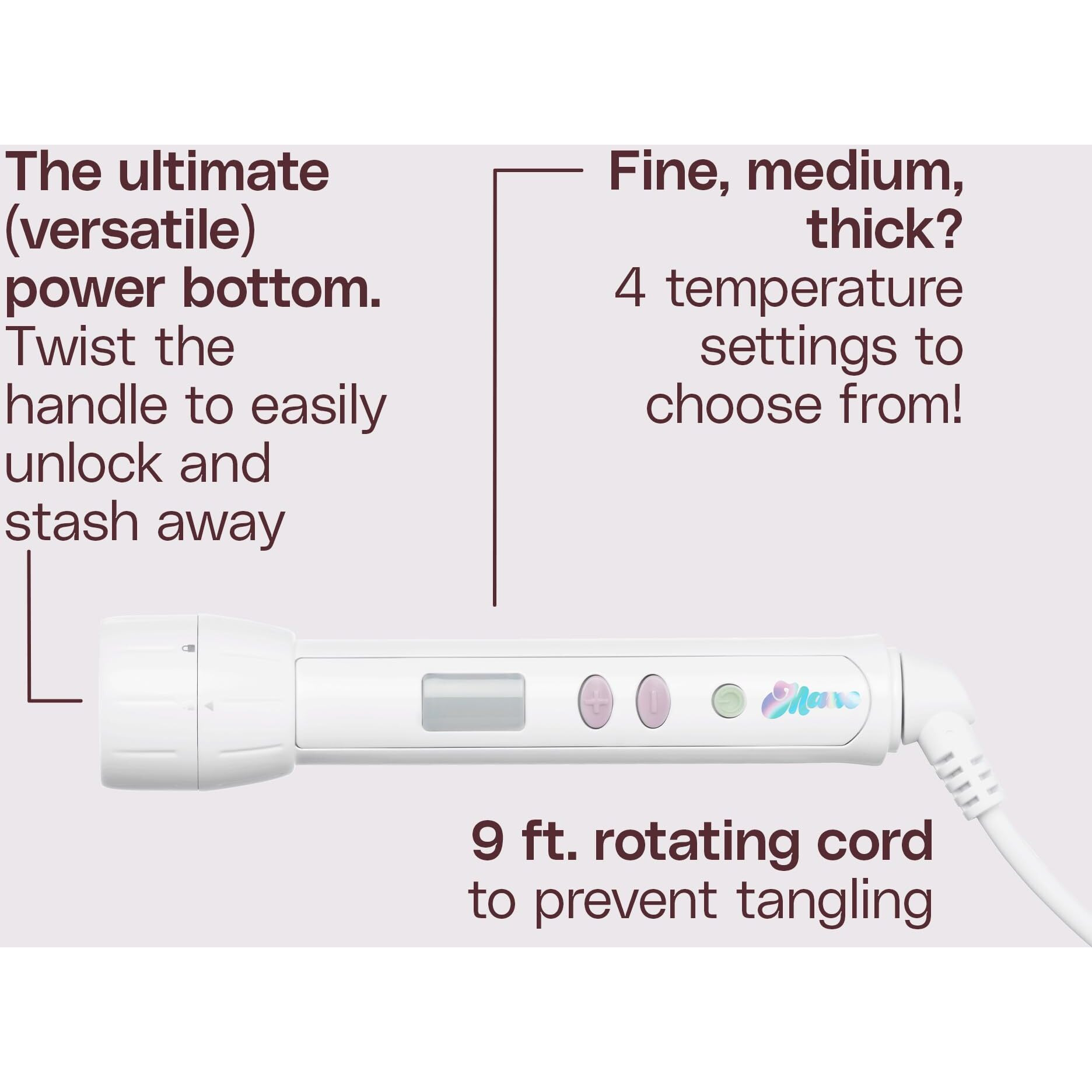 Mane Interchangable Hair Tool Base - Power Base For Hair Styling Attachments Compatible With Curling Iron  Curling Wand & Hair Waver - Easily Change Out Attachments