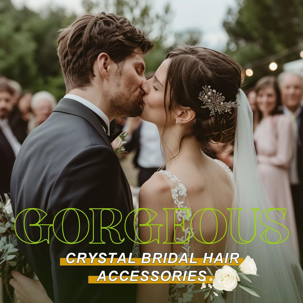 Genbree Leaf Bride Wedding Hair Comb Gold Star Moon Hair Piece Crystal Bridal Hair Accessories For Women