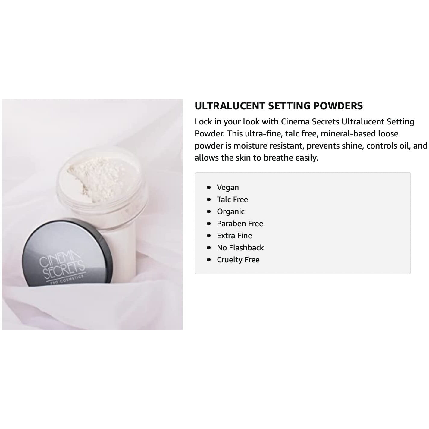 Cinema Secrets Pro Cosmetics Ultralucent Loose Setting Powder  Colorless