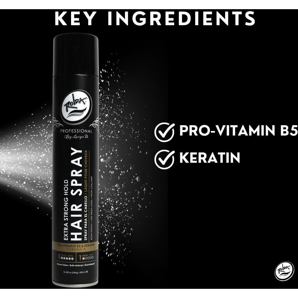 Rolda Extra Strong Hold Hair Spray - Holding Spray With Matte Finish  Pro-Vitamin B5  Fights Moisture & Humidity  Catch Flyaways 13.52Oz