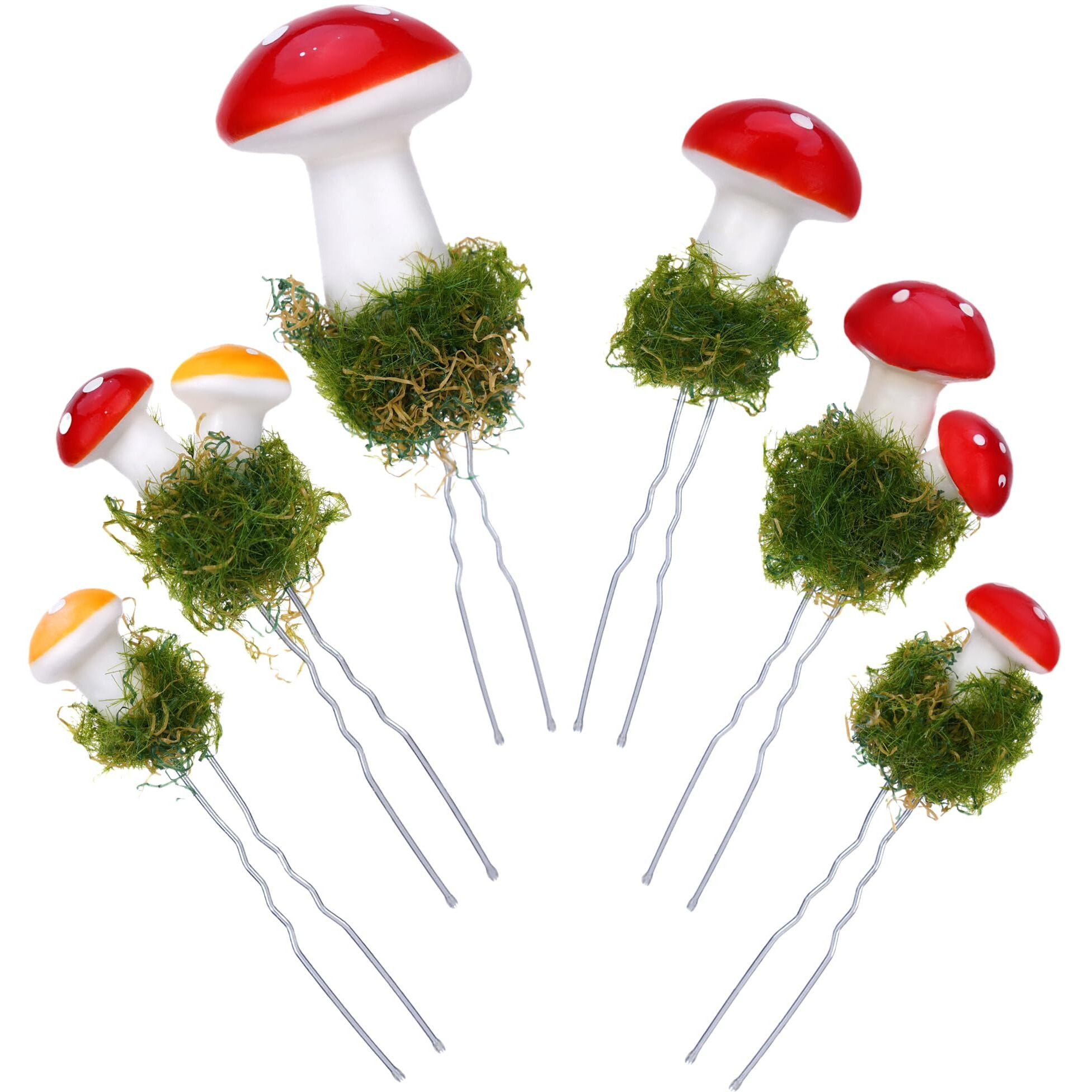 Partyforu Mushroom Hair Pins For Women - 6 Pcs Fairy Flower Hairpins Set For Forest Wedding  Cute Woodland Mushroom Hair Accessories For Goblincore Aesthetic Renaissance Christmas Xmas Outfit Gift
