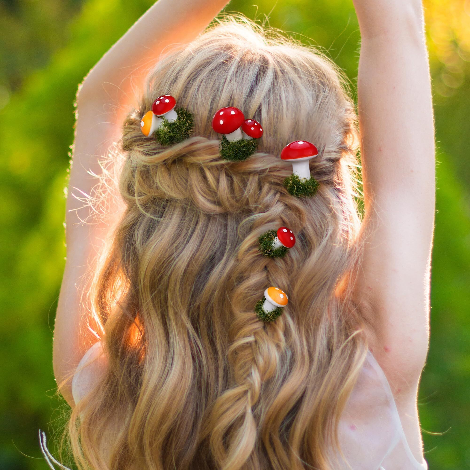 Partyforu Mushroom Hair Pins For Women - 6 Pcs Fairy Flower Hairpins Set For Forest Wedding  Cute Woodland Mushroom Hair Accessories For Goblincore Aesthetic Renaissance Christmas Xmas Outfit Gift