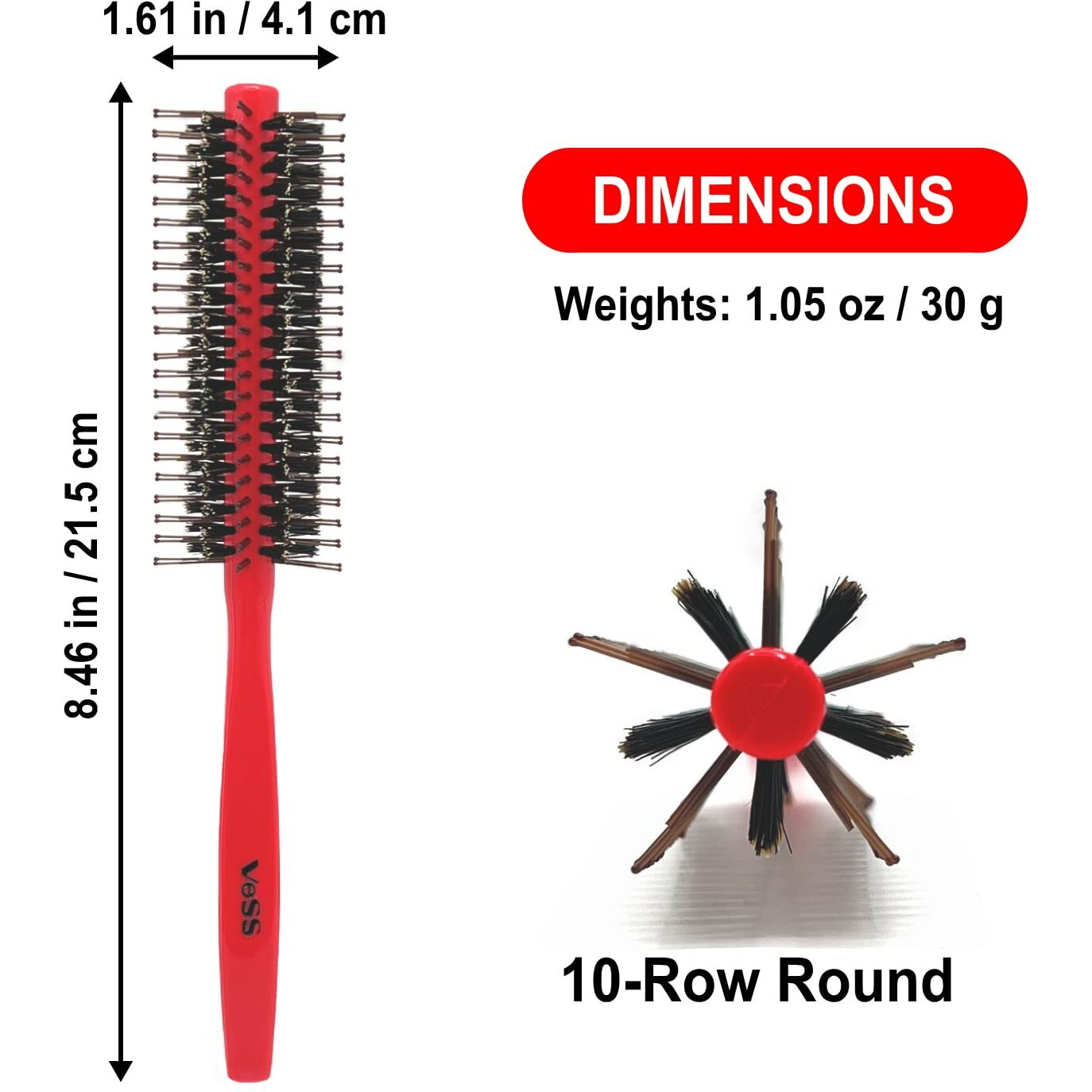 Vess Two Step Roll Brush R-125 (D41Mm)-Bore Bristol And Nylon Hair Brush-Made In Japan-Middle Hair Short Hair For Woman