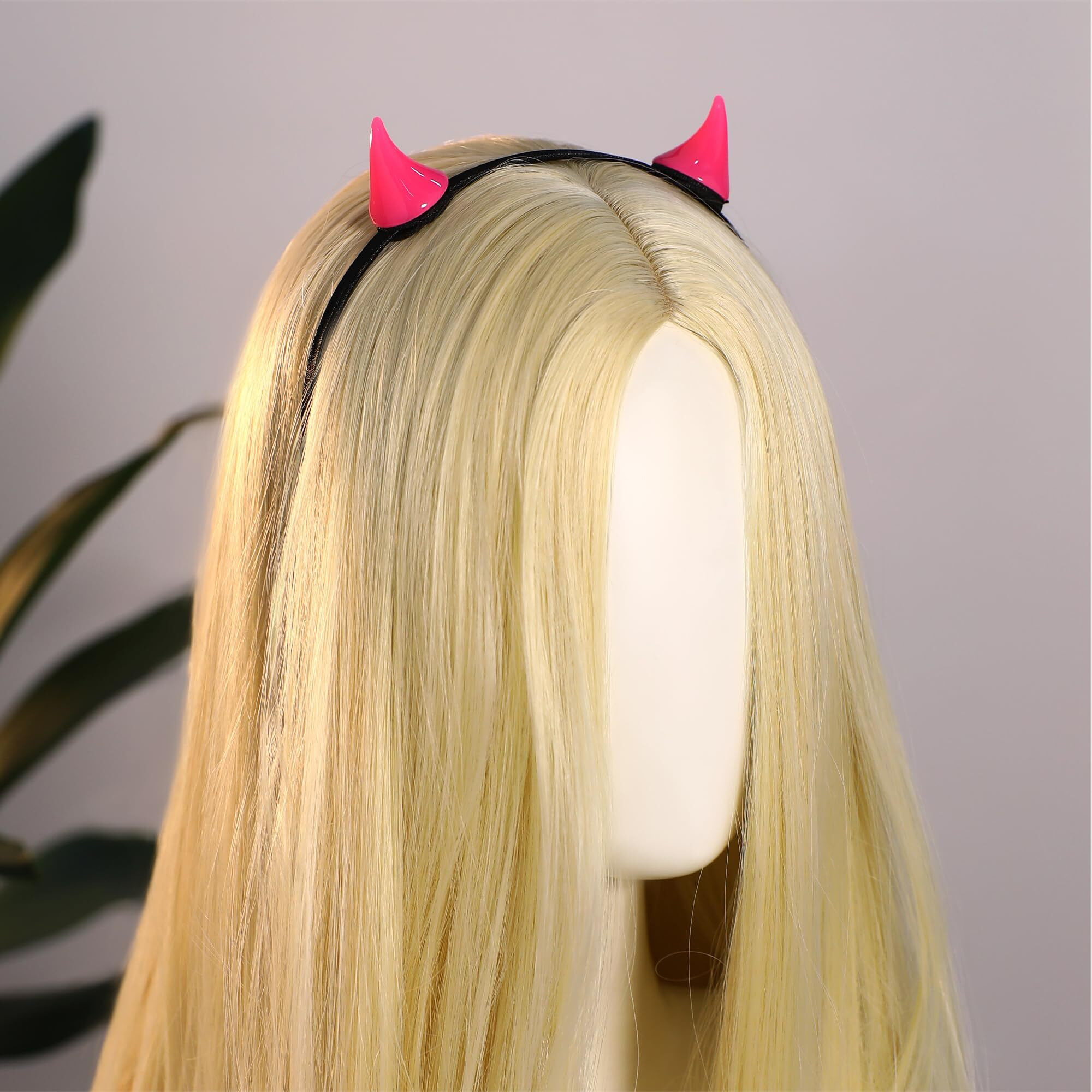 Mostory Pink Devil Horn Headband - Demon Horns Hairband Horns Hairhoop For Halloween Renaissance Renfaire Cosplay Fae Ball