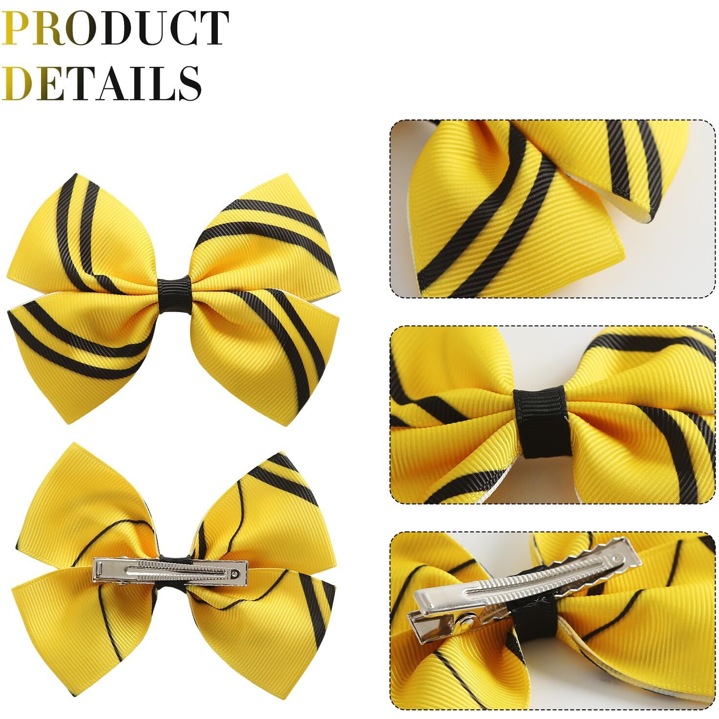 4Pcs Wizard Stripe Hair Clips Magical House Hair Bow Halloween Costume Accessory Christmas Party Gift