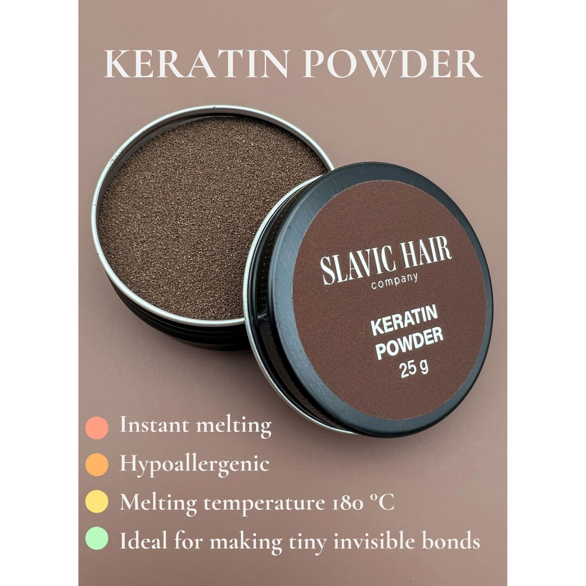 0.9 Oz Italian Keratin Glue For Hair Extensions Hot Fusion Flat/Nail/U/I Tip Powder (Light Brown)