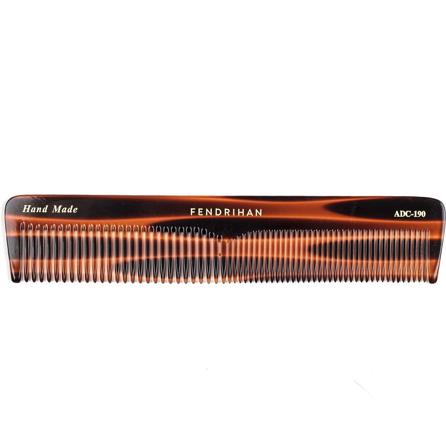 Fendrihan Hand Finished Large Double Tooth Comb For Men  Faux Tortoise (7.3 Inches)