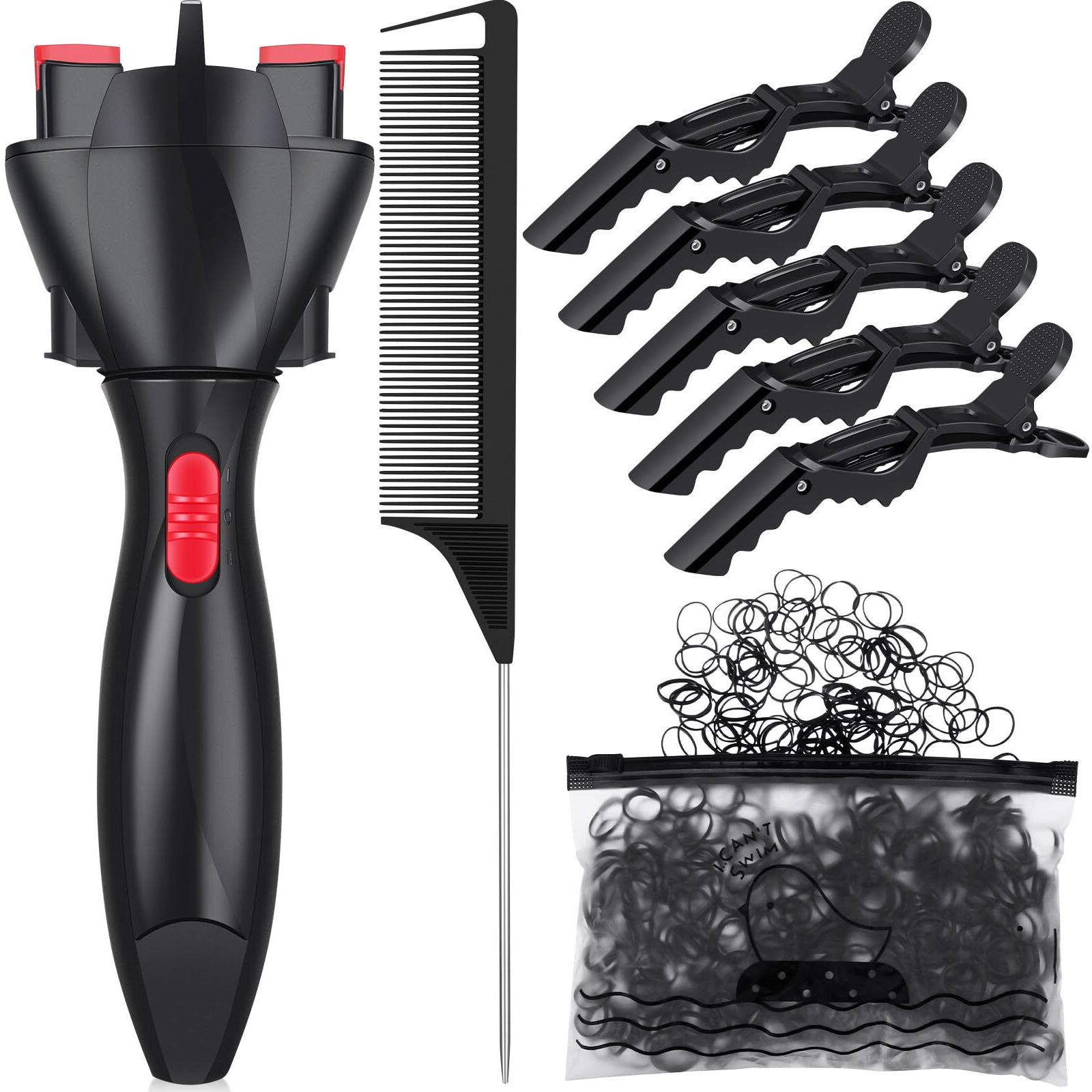 Gisafai Automatic Hair Braider Set Diy Styling Hair Twister With Rat Tail Comb  Crocodile Clips And 800 Pieces Mini Rubber Bands Tool Styler For Diy Styling