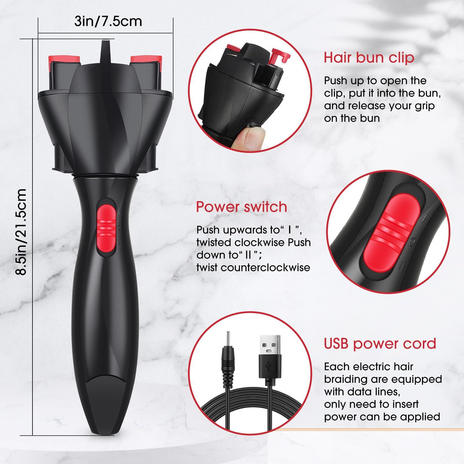 Gisafai Automatic Hair Braider Set Diy Styling Hair Twister With Rat Tail Comb  Crocodile Clips And 800 Pieces Mini Rubber Bands Tool Styler For Diy Styling