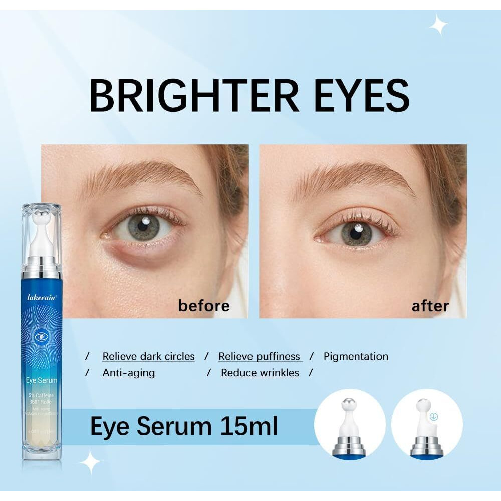 5% Caffeine Eye Cream  Korean Eye Cream  360  Massage Ball Anti-Aging Eye Cream  For Dark Circles And Eye Swelling  Reduce Wrinkles And Fine Lines Eye Bags Treatment For Men And Women