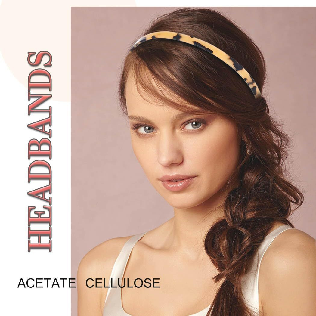 Firuilo Acetate Cellulose Headband Tortoise Shell Headbands Thin Hairbands With Teeth For Women (Amber One Size)