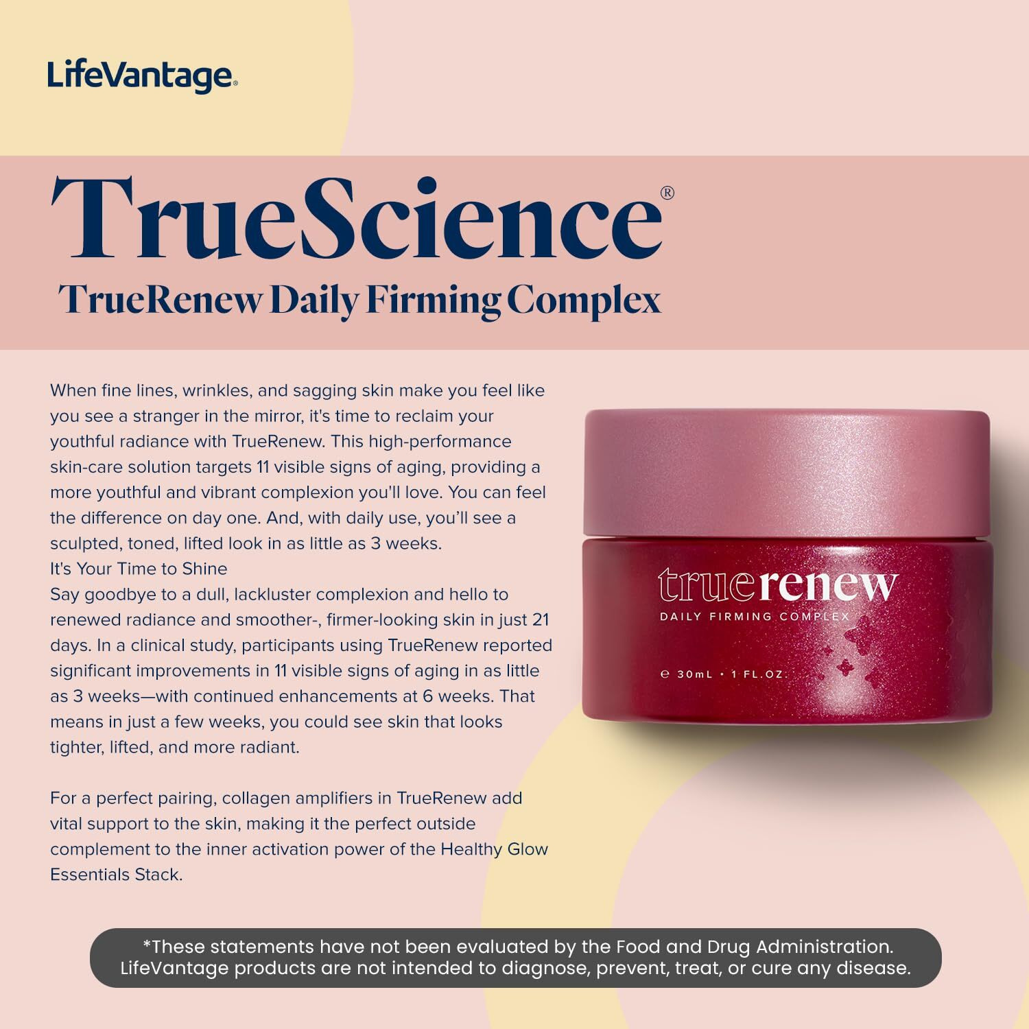 Truescience - Truerenew Daily Firming Complex - Face Cream That Combats 11 Signs Of Aging  Reclaim Your Radiance In 21 Days Better-Than-Retinol Alternative With Collagen Amplifiers - 1 Fl. Oz.
