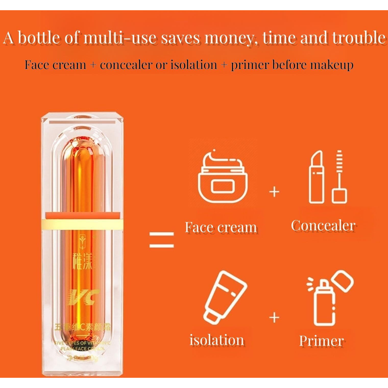 New Irven Five Vitamin C Tone-Up Cream  Brightening Face Moisturizing Makeup Cream Deep Hydration Toning Light Cream Conceal Pores Tone Correcting Bb Cream Tone-Up Lazy Concealer Face Cream