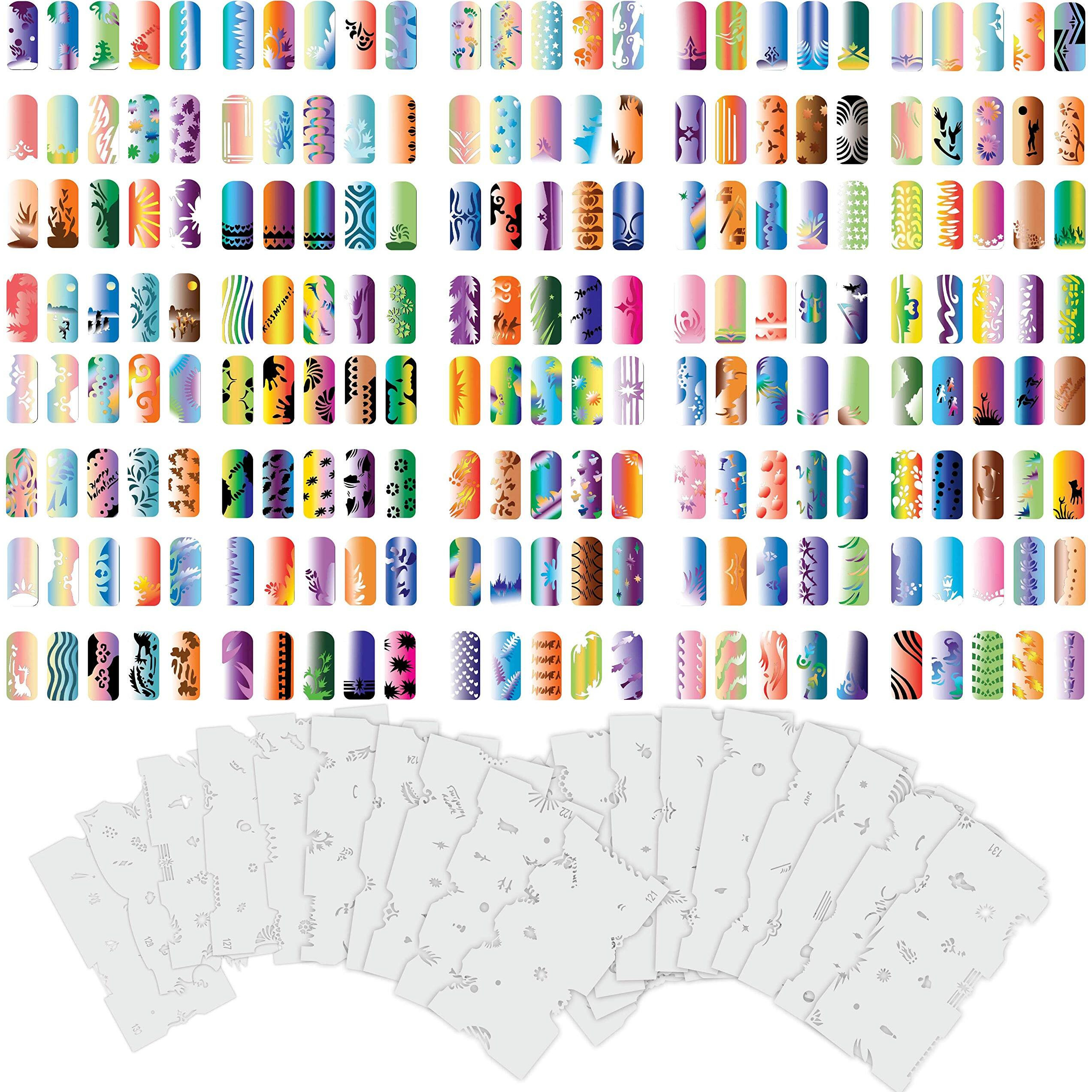Custom Body Art Airbrush Nail Stencils - Design Series Set  7 Includes 20 Individual Nail Templates With 16 Designs Each For A Total Of 320 Designs Of Series 7