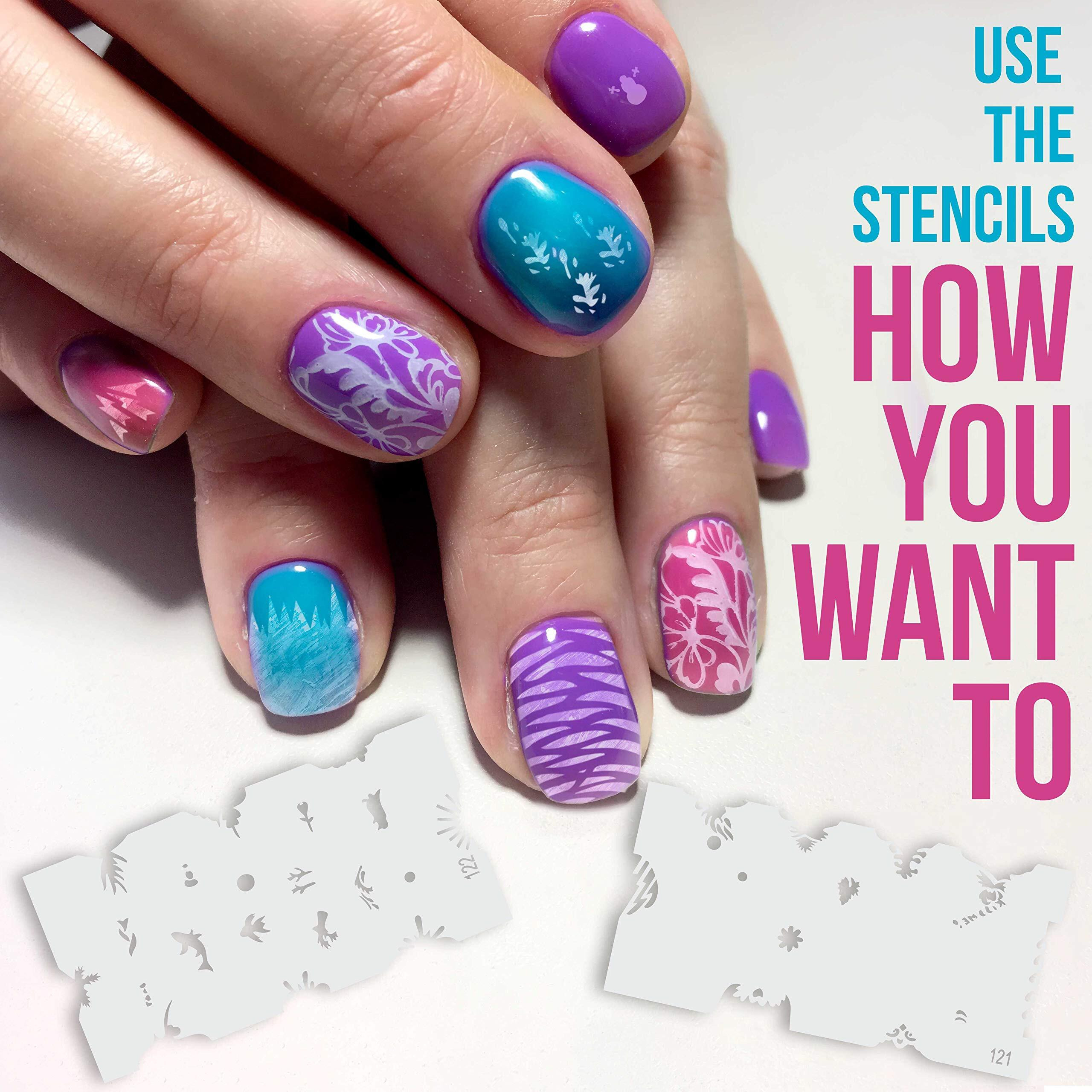 Custom Body Art Airbrush Nail Stencils - Design Series Set  7 Includes 20 Individual Nail Templates With 16 Designs Each For A Total Of 320 Designs Of Series 7