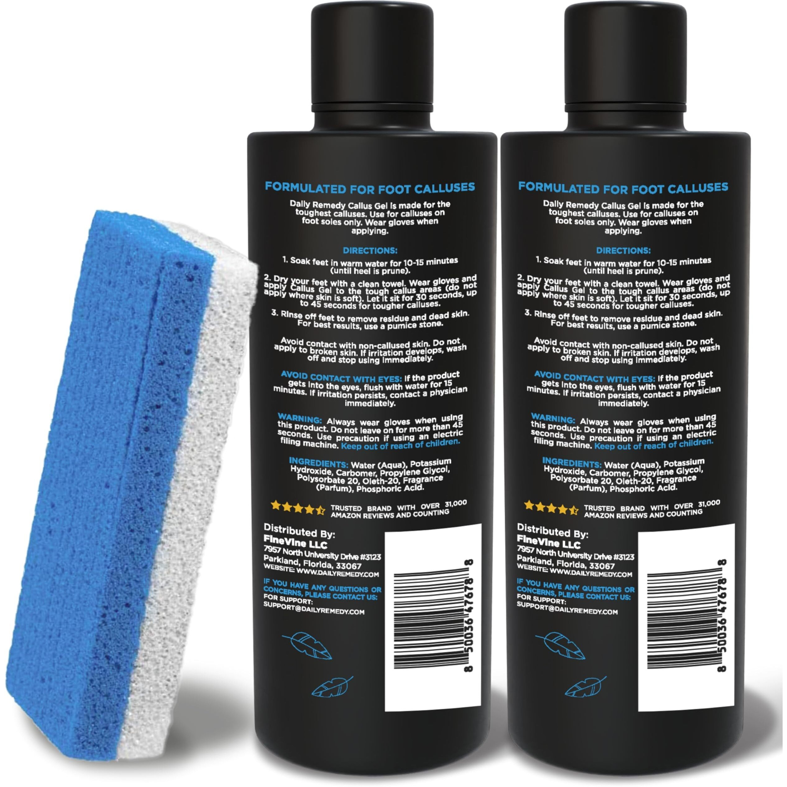 Foot Callus Remover Gel Set - Professional Callus Remover For Feet Gel - Calloused Feet Remover Gel - Feet Callus Remover For Smooth Feet & Cracked Heels - 16Oz (2 Pack X 8Oz) - Made In Usa