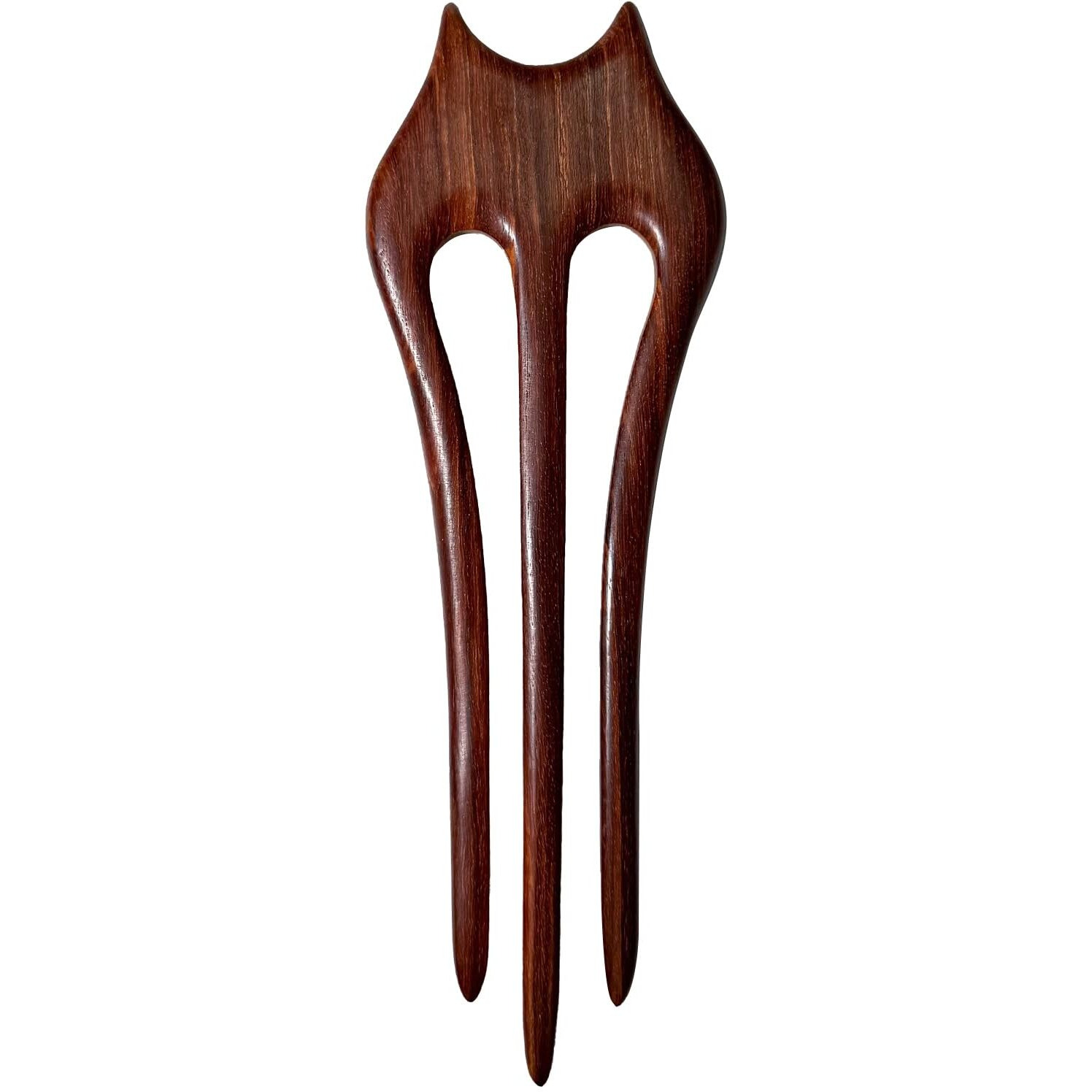 Choisbeing French Hair Pin For Women Wooden Rosewood Hair Sticks For Buns Chinese 3-Prong Cute Hair Fork For Long Hair (Darkred(Rosewood))