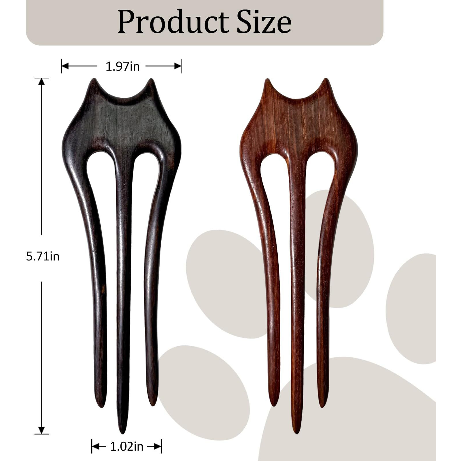 Choisbeing French Hair Pin For Women Wooden Rosewood Hair Sticks For Buns Chinese 3-Prong Cute Hair Fork For Long Hair (Darkred(Rosewood))