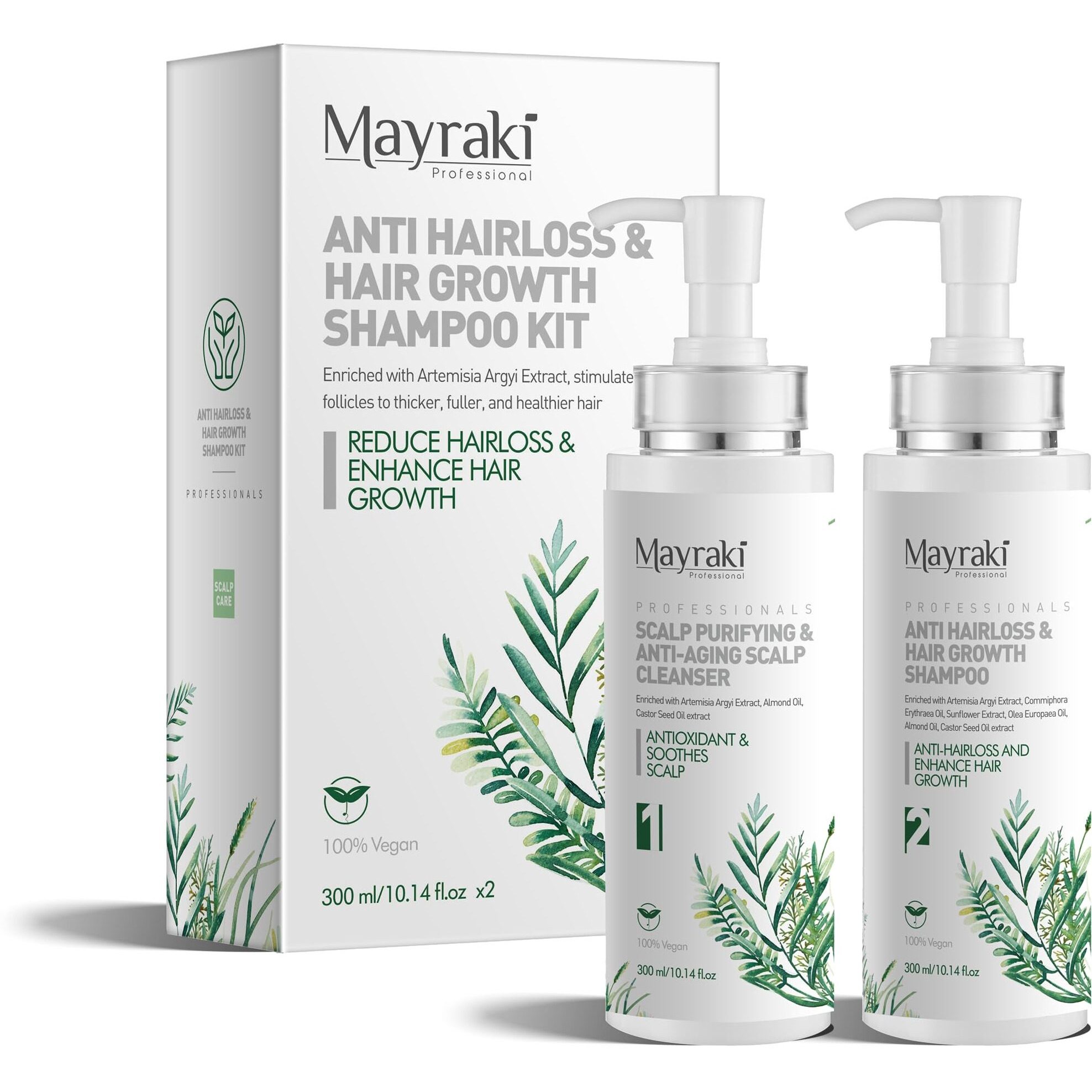 Mayraki Anti Hair Loss & Volumizing Shampoo Kit For Color-Treated Hair |Clarifying Growth Shampoo For Fuller  Thicker Hair | 300 Ml | 10.14 Fl.Oz X2