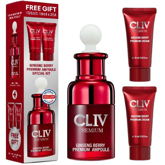 Cliv Ginseng Berry Premium Ampoule  Nourishing Facial Ampoule For Dry And Tired Skin  Healthy And Dewy Skin  Authentic Korean Skincare (Special Kit)