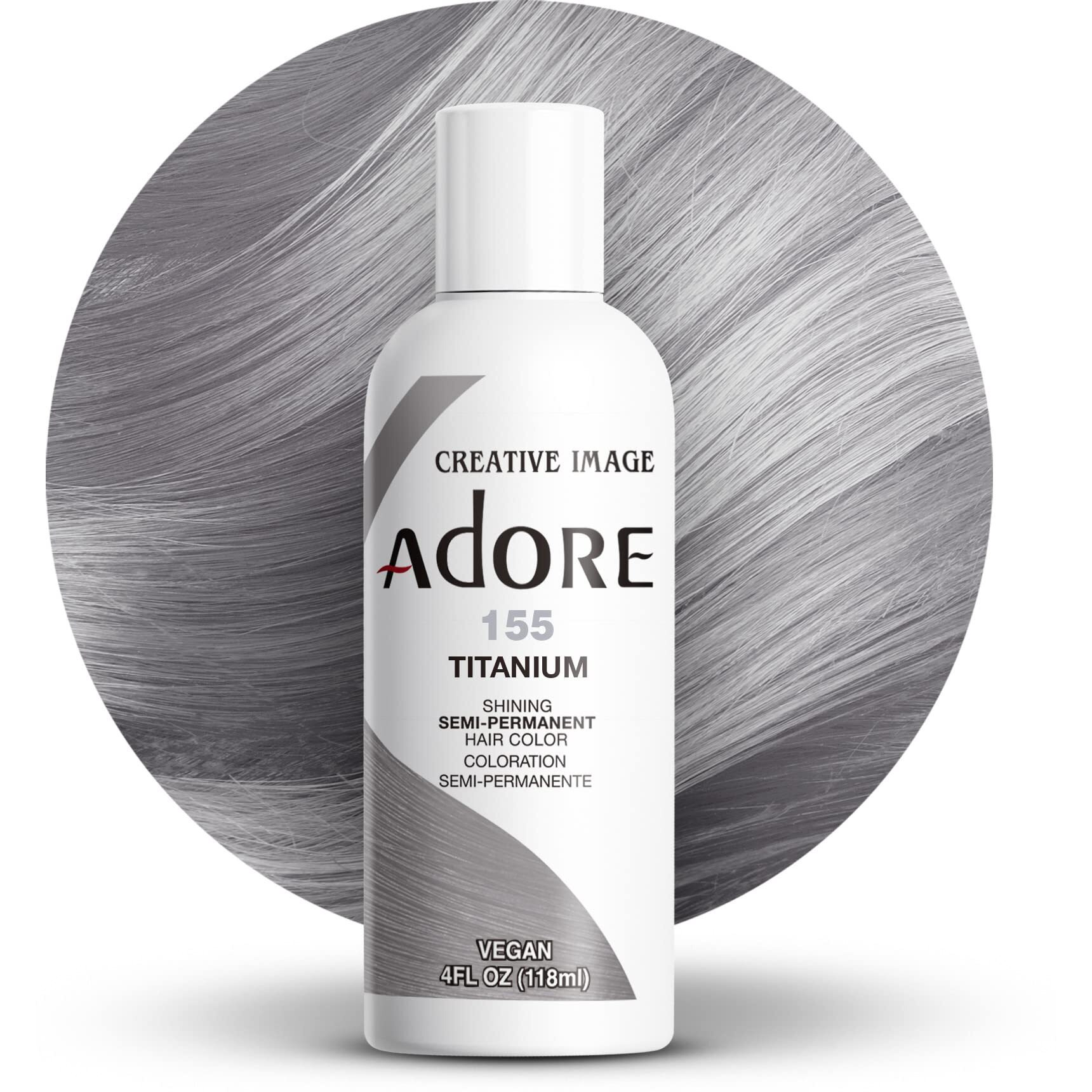 Adore Semi Permanent Hair Color - Vegan And Cruelty-Free Hair Dye - 4 Fl Oz - 155 Titanium (Pack Of 1)