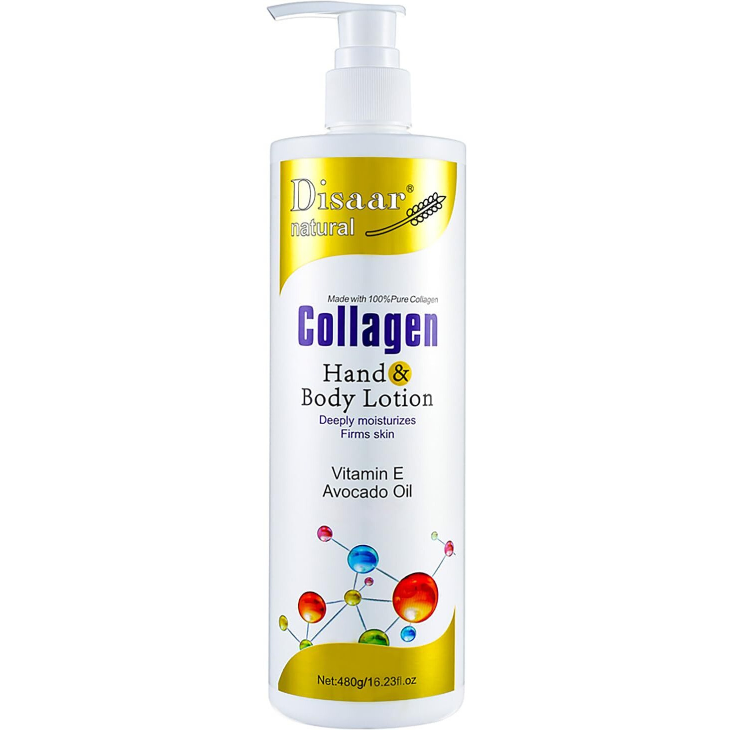 Disaar Beauty Collagen Hand Body Lotion Vitamin E Avocado Oil Deeply Moisturizes Firms Smooth Skin 480G / 16.23Fl.Oz