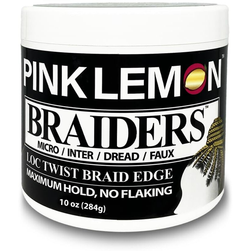 Pink Lemon Braiders - Maximum Hold  No Flaking  Long Lasting Hold  High Shine. For Micro  Inter  Dread  Faux  Loc  Twist  Braid  Edge (10 Oz)